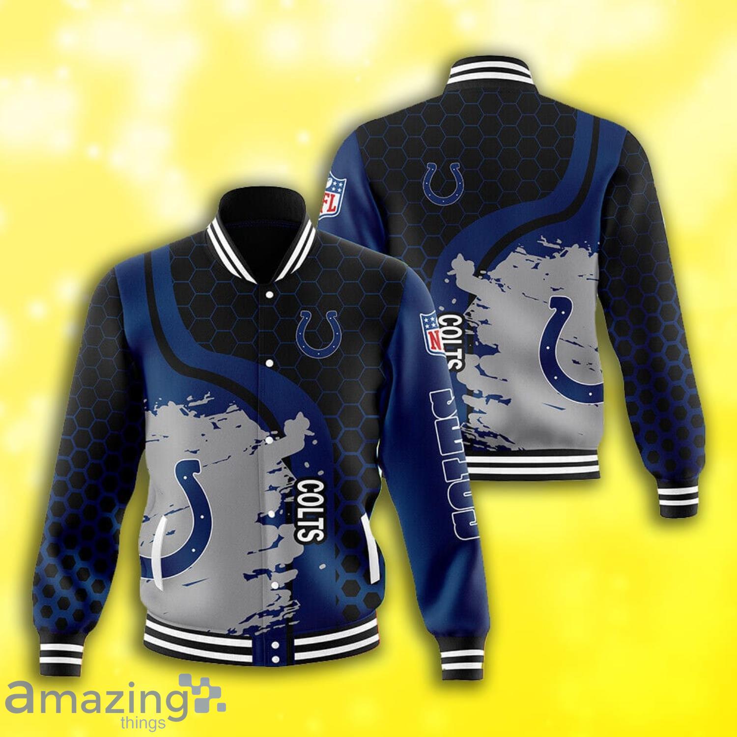 Indianapolis Colts Grunge Texture All Over Print Baseball Jacket Product Photo 1