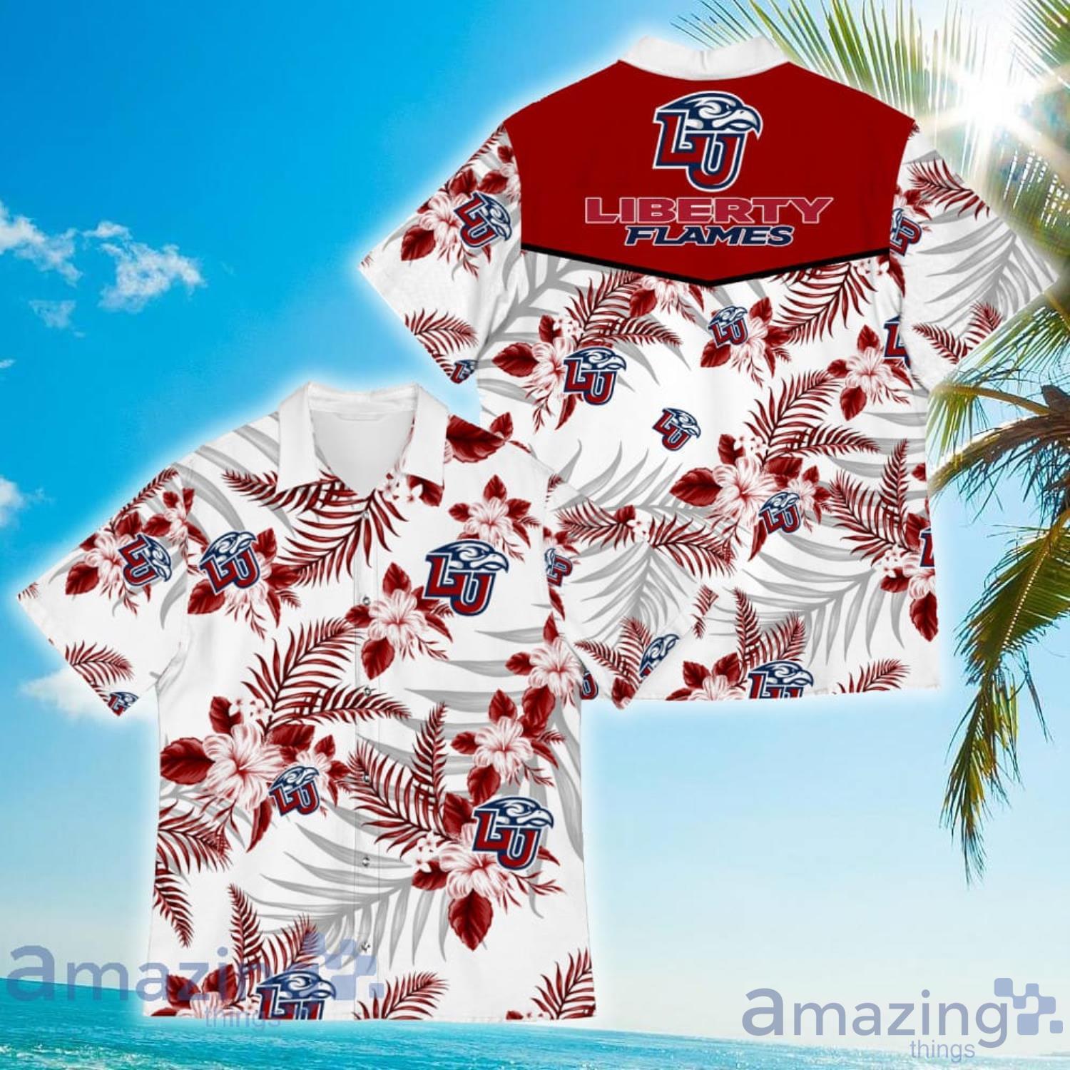 Liberty Flames Sports American Tropical Flower Patterns Hawaiian Shirt Product Photo 1