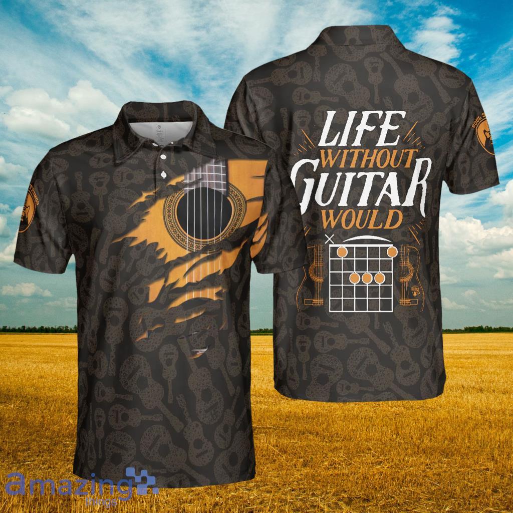 Life Without Guitar Would Be Flat Short Sleeve Polo Shirt - Life Without Guitar Would Be Flat Short Sleeve Polo Shirt