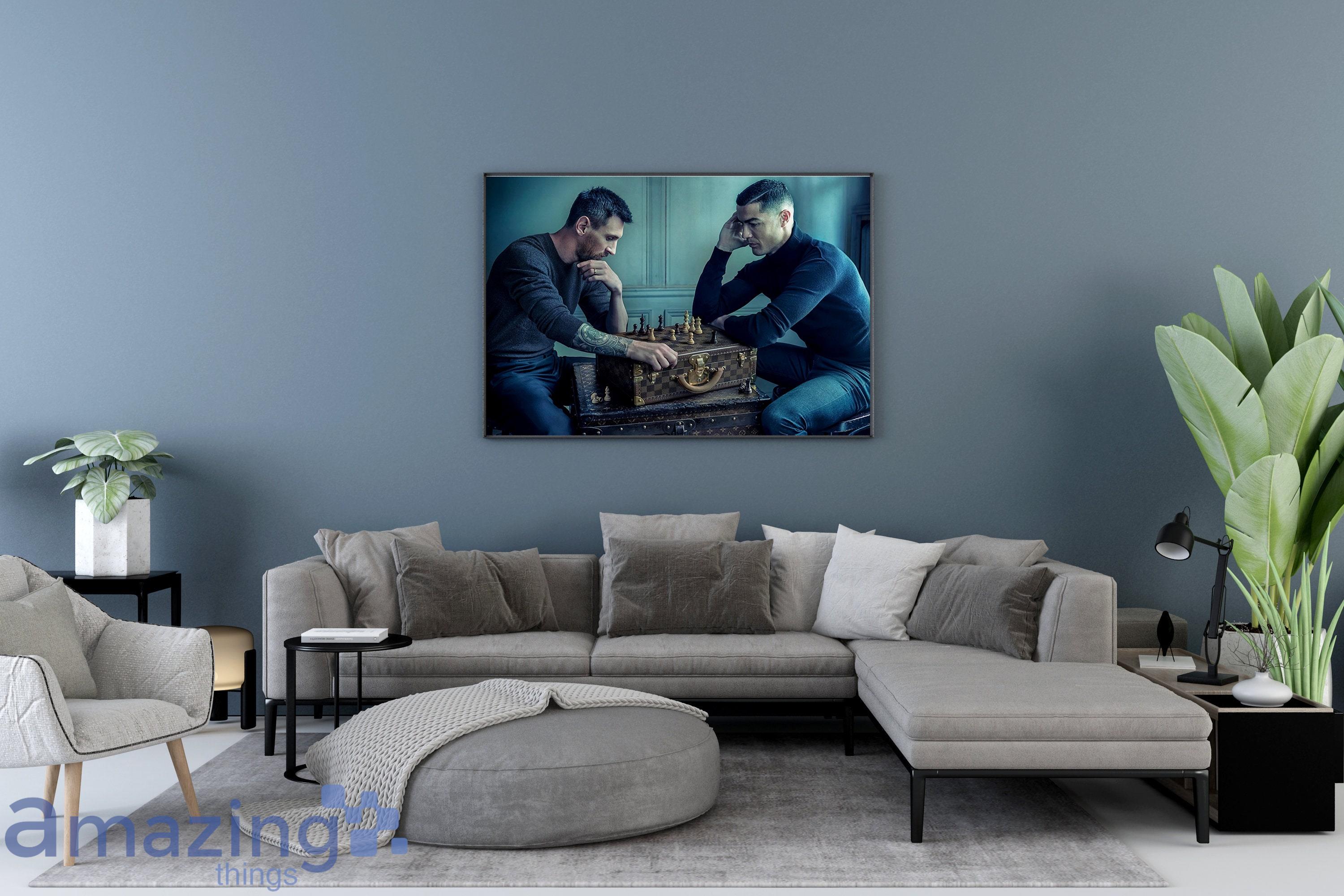 Messi and Ronaldo Playing Chess Canvas Printmessi Vs Ronaldo 