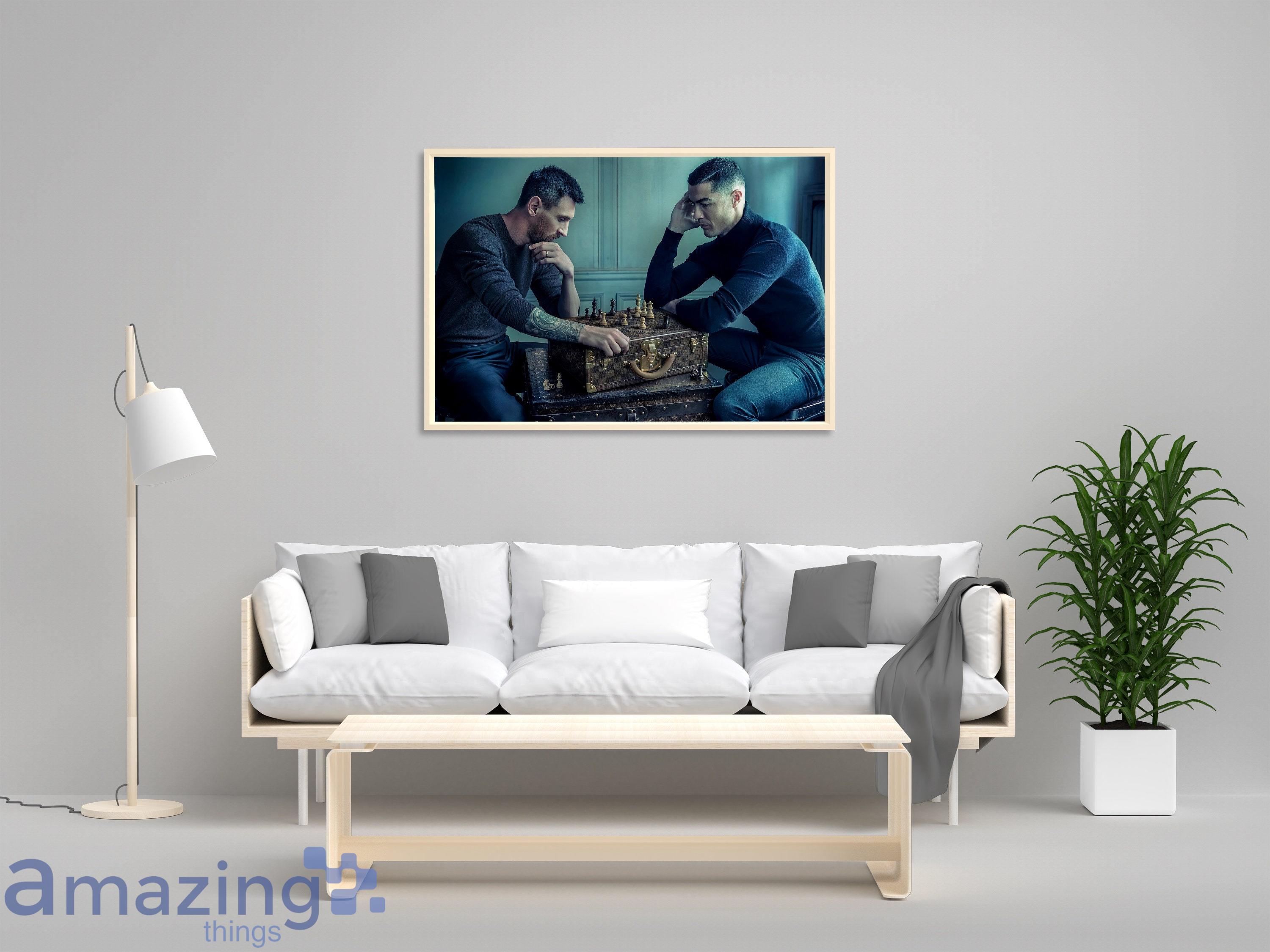 Messi and Ronaldo Chess Print Poster Wall Art Canvas Messi CR7 