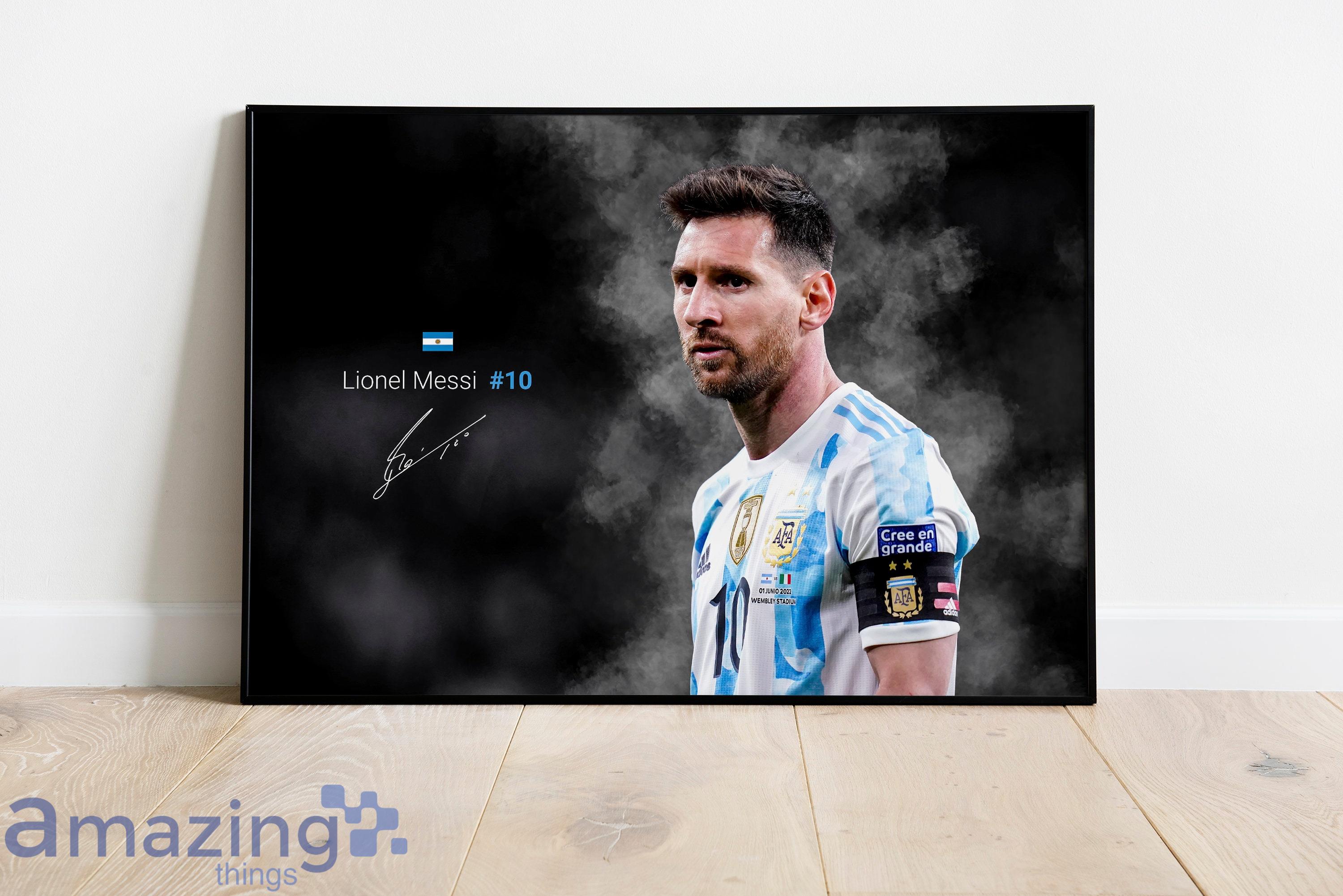 The football kit of Lionel Messi of Argentina is pictured in the