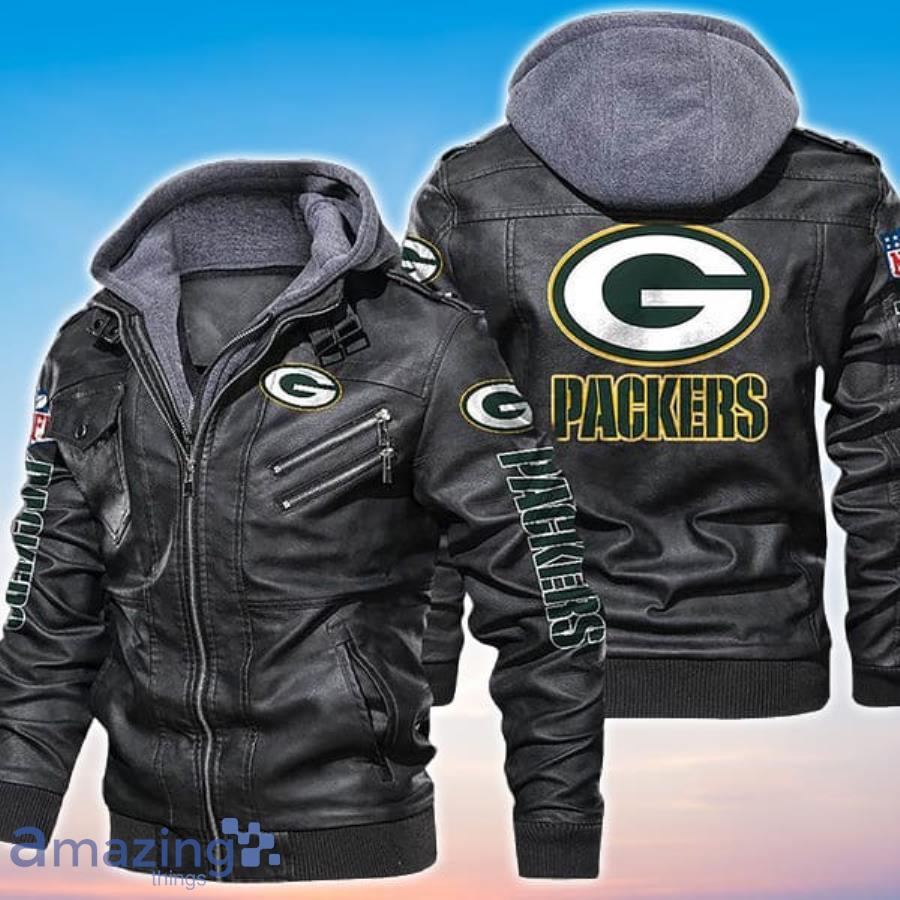 Logo Print Green Bay Packers NFL Leather Jacket