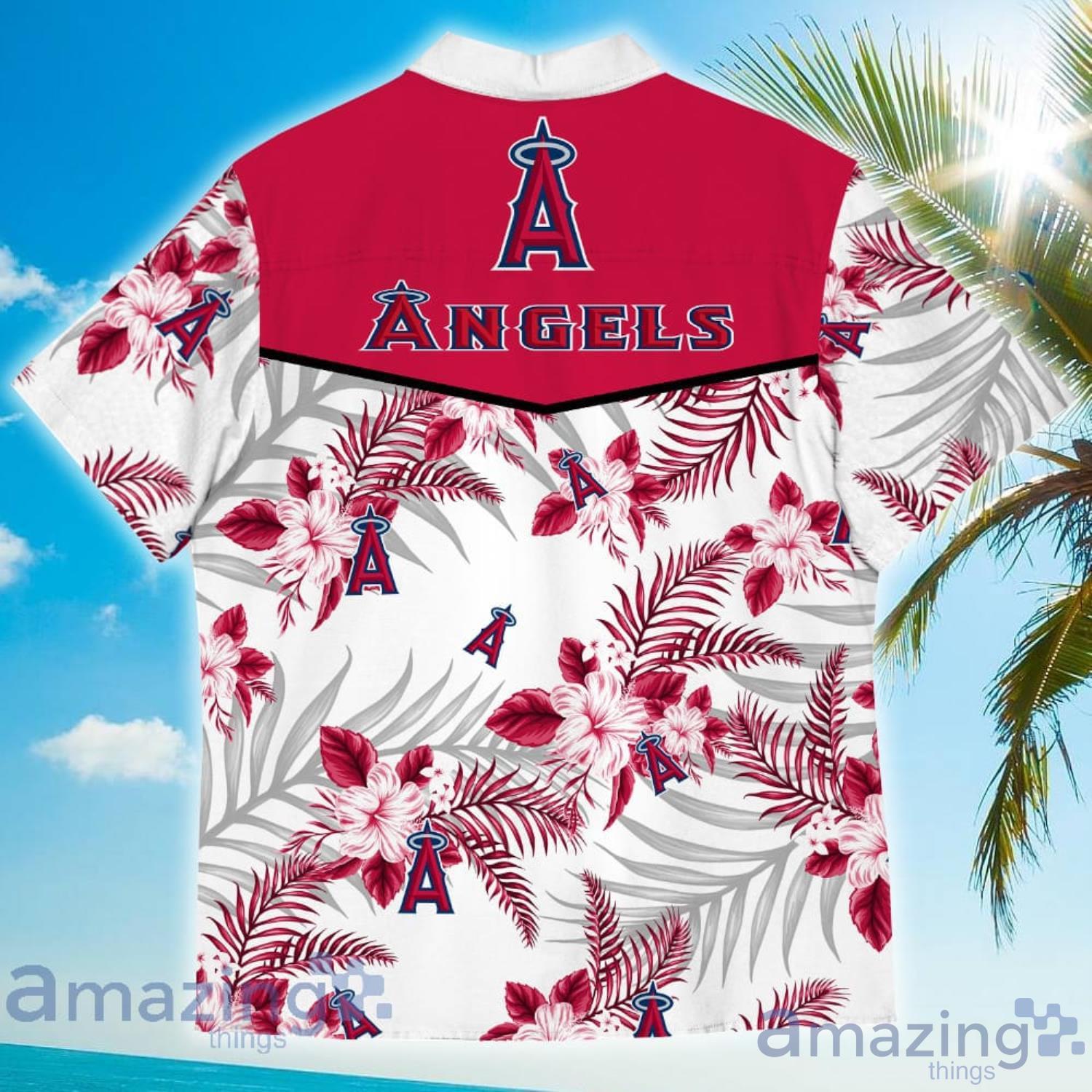 Los Angeles Angels MLB Custom Name Flower And Leaf Pattern Tropical Hawaiian  Shirt - Freedomdesign