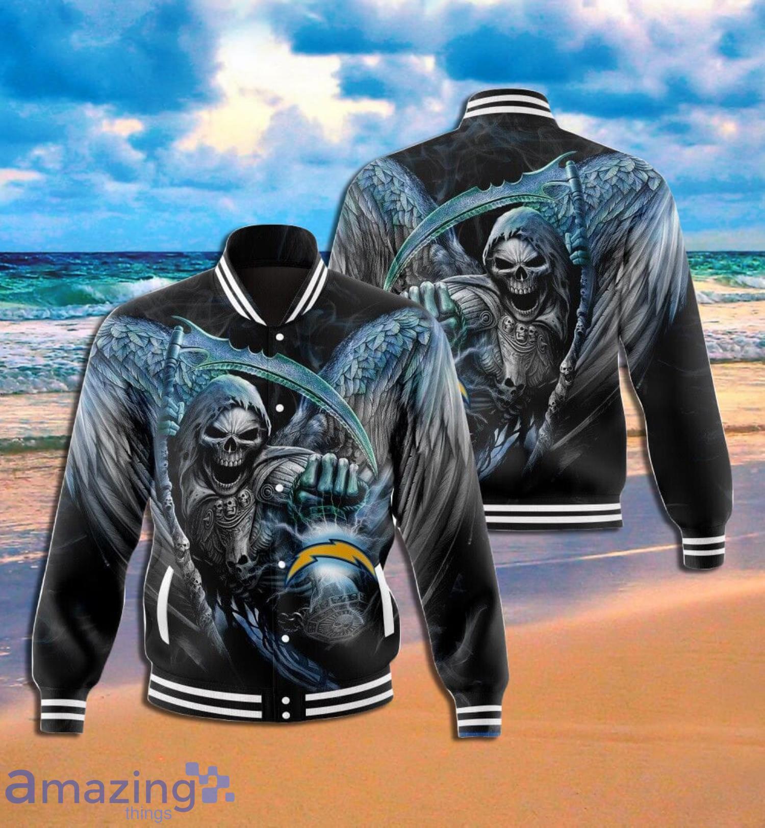 Los Angeles Chargers Death Full Print Baseball Jacket Gift For Fans Product Photo 1