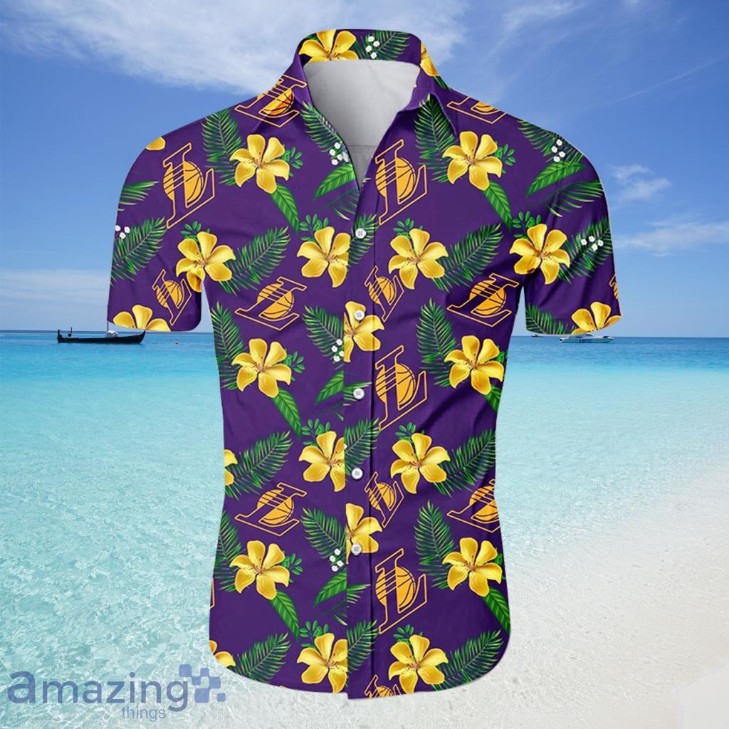 Los Angeles Lakers NBA Hawaiian Shirt Tropical Flower For Fans - Los Angeles Lakers NBA Hawaiian Shirt Tropical Flower For Fans