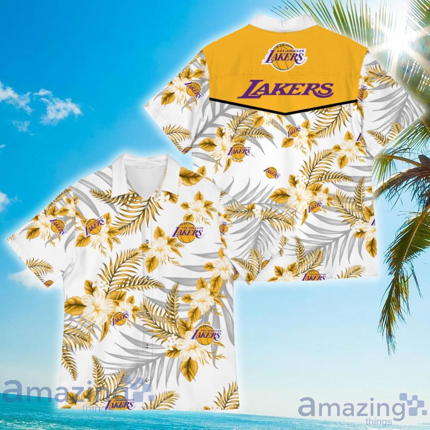 Los Angeles Lakers Sports American Tropical Flower Patterns Hawaiian Shirt Product Photo 1