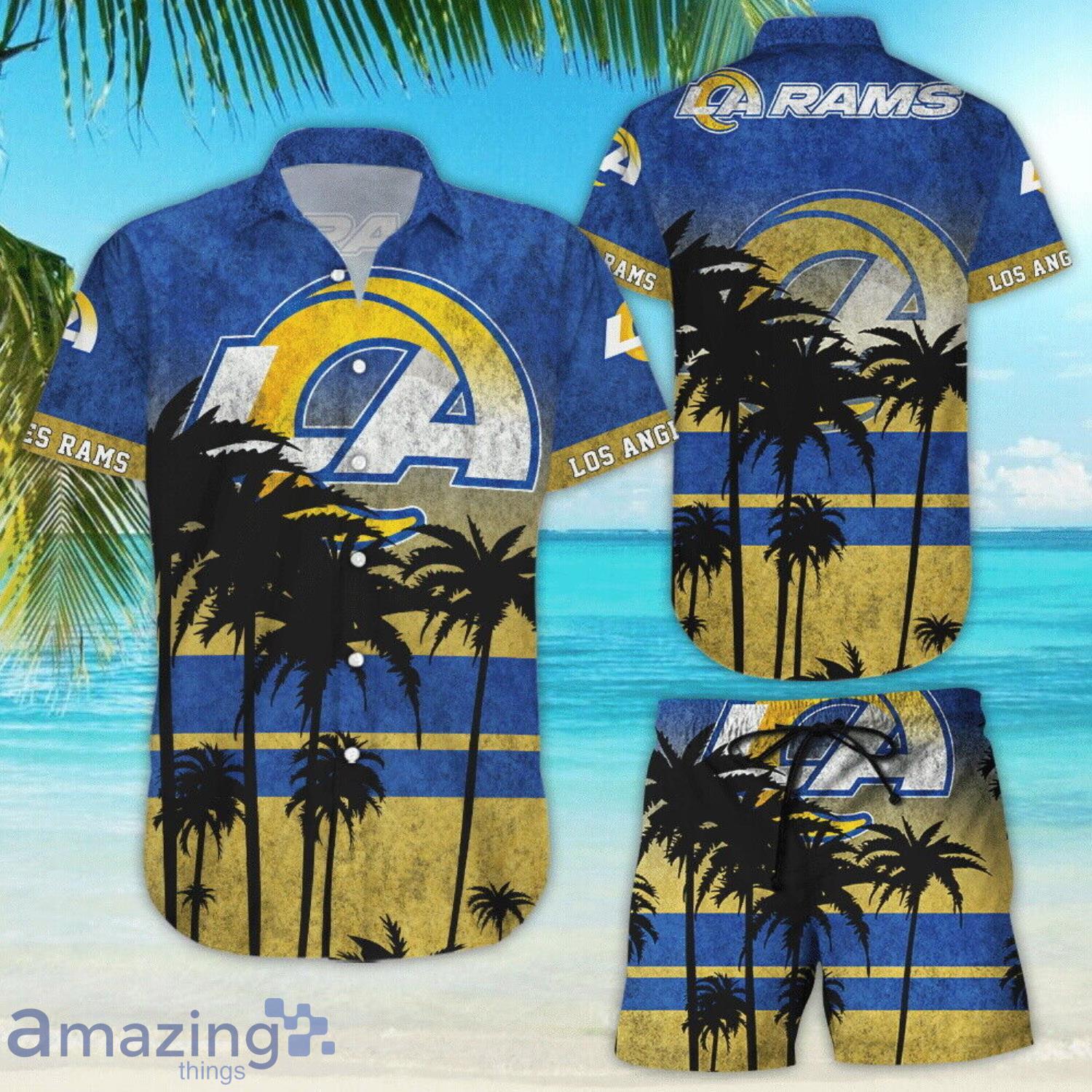 Los Angeles Rams NFL Grunge Texture Print Combo Hawaiian Shirt And Short  Pants