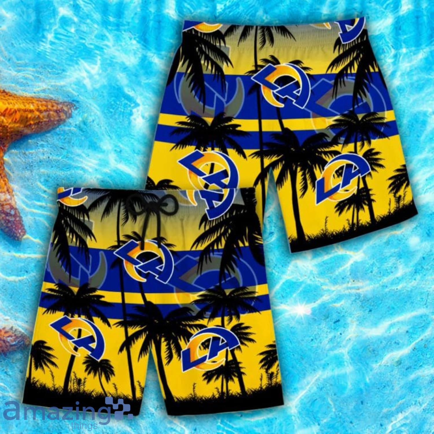 Los Angeles Rams NFL Palm Trees Pattern Combo Hawaiian Shirt And Short Pants