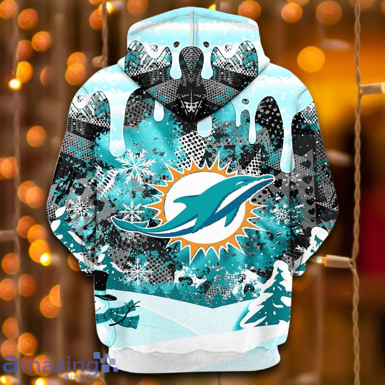 Miami Dolphins Youth Hoodie 3D Cheerful Snoopy Christmas Miami