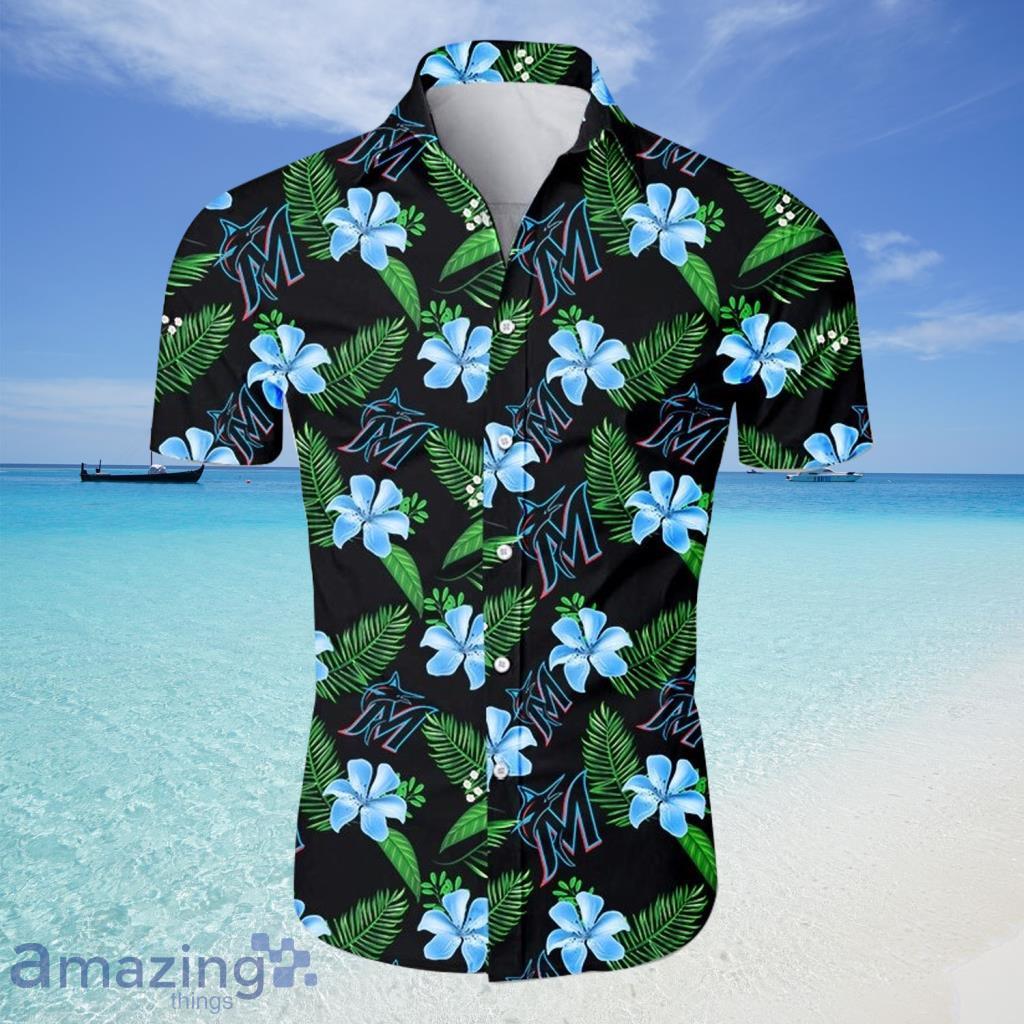 Custom Name and Number Miami Marlins Hawaiian Shirt Gift - Jomagift