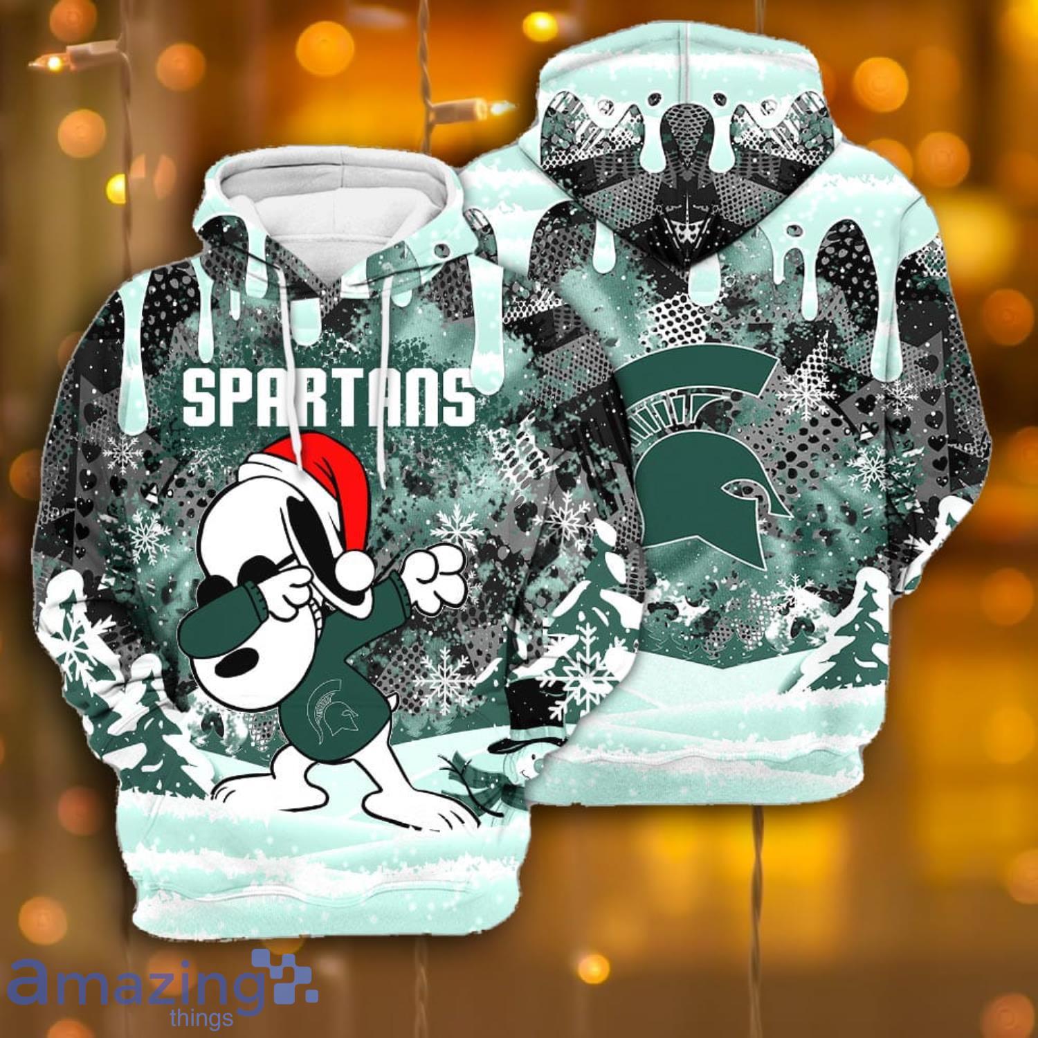 Michigan State Spartans Snoopy Dabbing The Peanuts Sports Football American Christmas All Over Print 3D Hoodie Product Photo 1