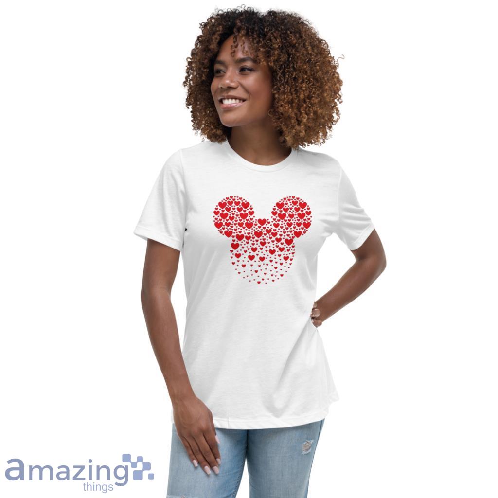 Mickey and Minnie Ears With Heart Valentine's Day Couple Matching Shirt image Mickey and Minnie Ears With Heart Valentines Day Couple Matching Shirt - Womens Relaxed Short Sleeve Jersey Tee