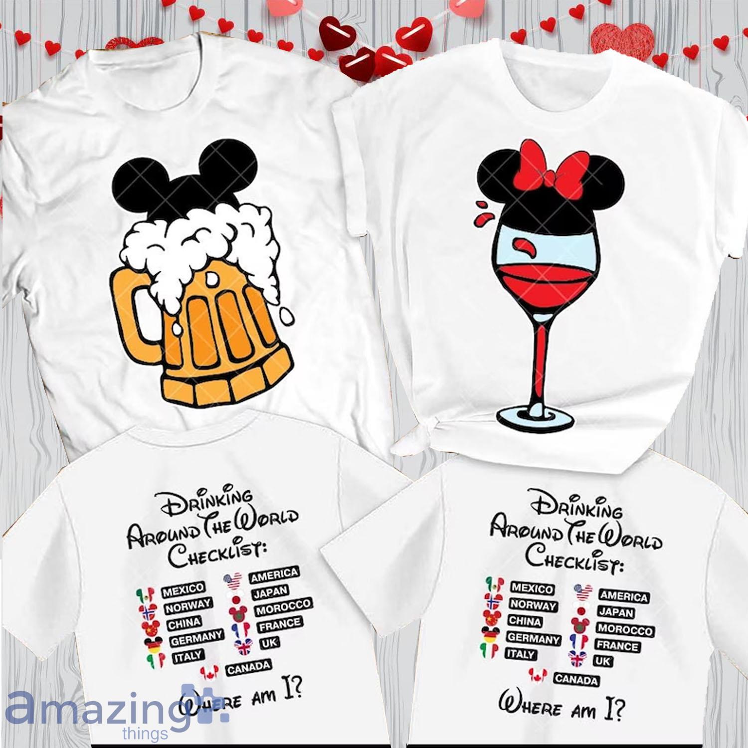 Mickey Beer Minnie Wine Disney Front And Back Valentines Day Matching Couple Shirt - Mickey Beer Minnie Wine Disney Front And Back Valentines Day Matching Couple Shirt