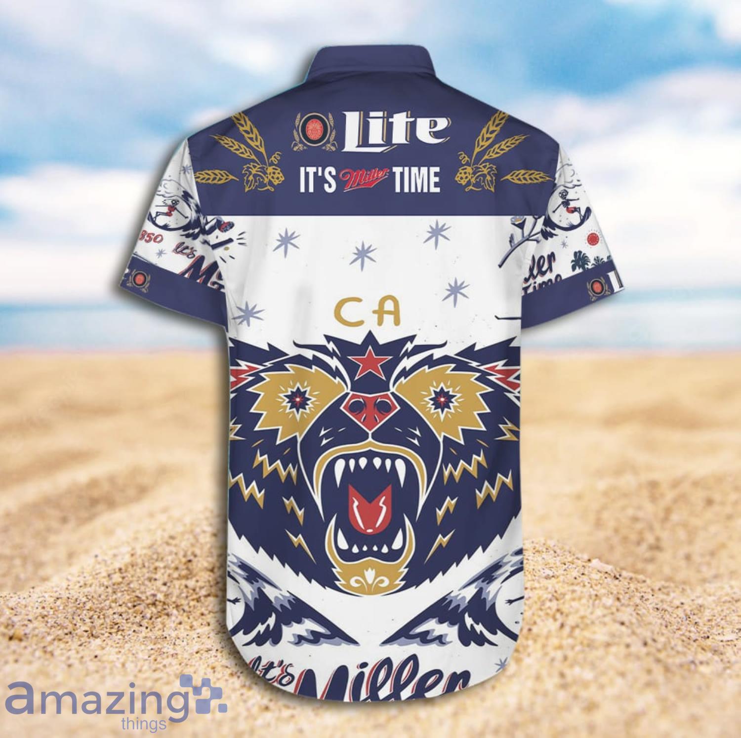 Miller Lite It's Miller Time Short Sleeve Hawaiian Shirt And Short Product Photo 1
