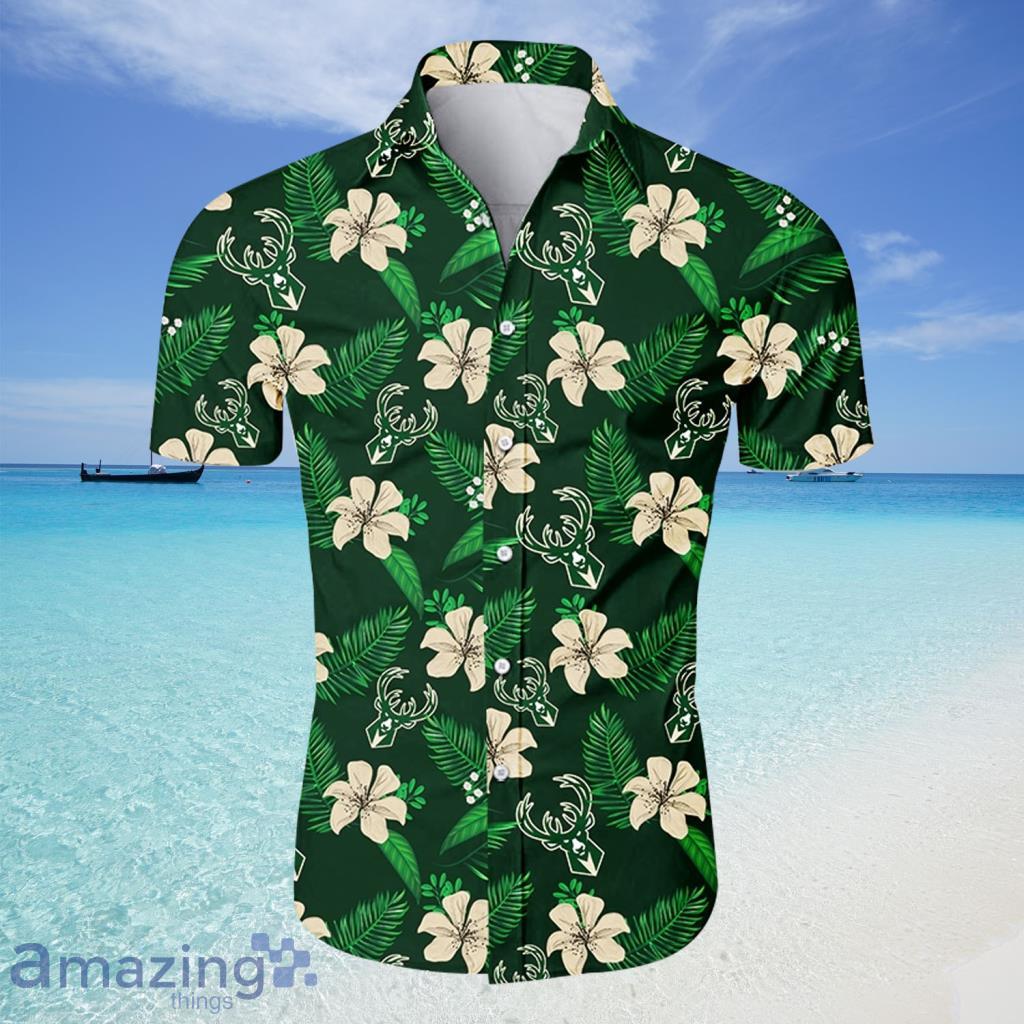 Milwaukee Bucks NBA Hawaiian Shirt Tropical Flower For Fans - Milwaukee Bucks NBA Hawaiian Shirt Tropical Flower For Fans