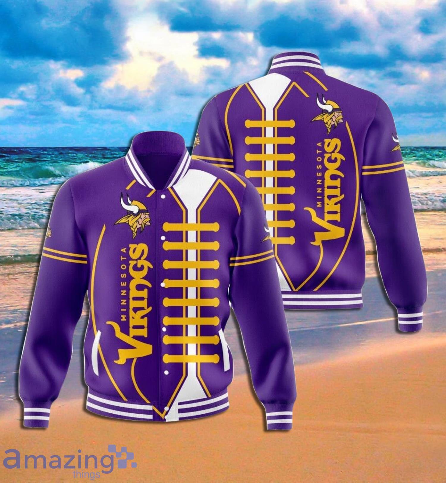 Minnesota Vikings Ball Symbol Full Print Baseball Jacket