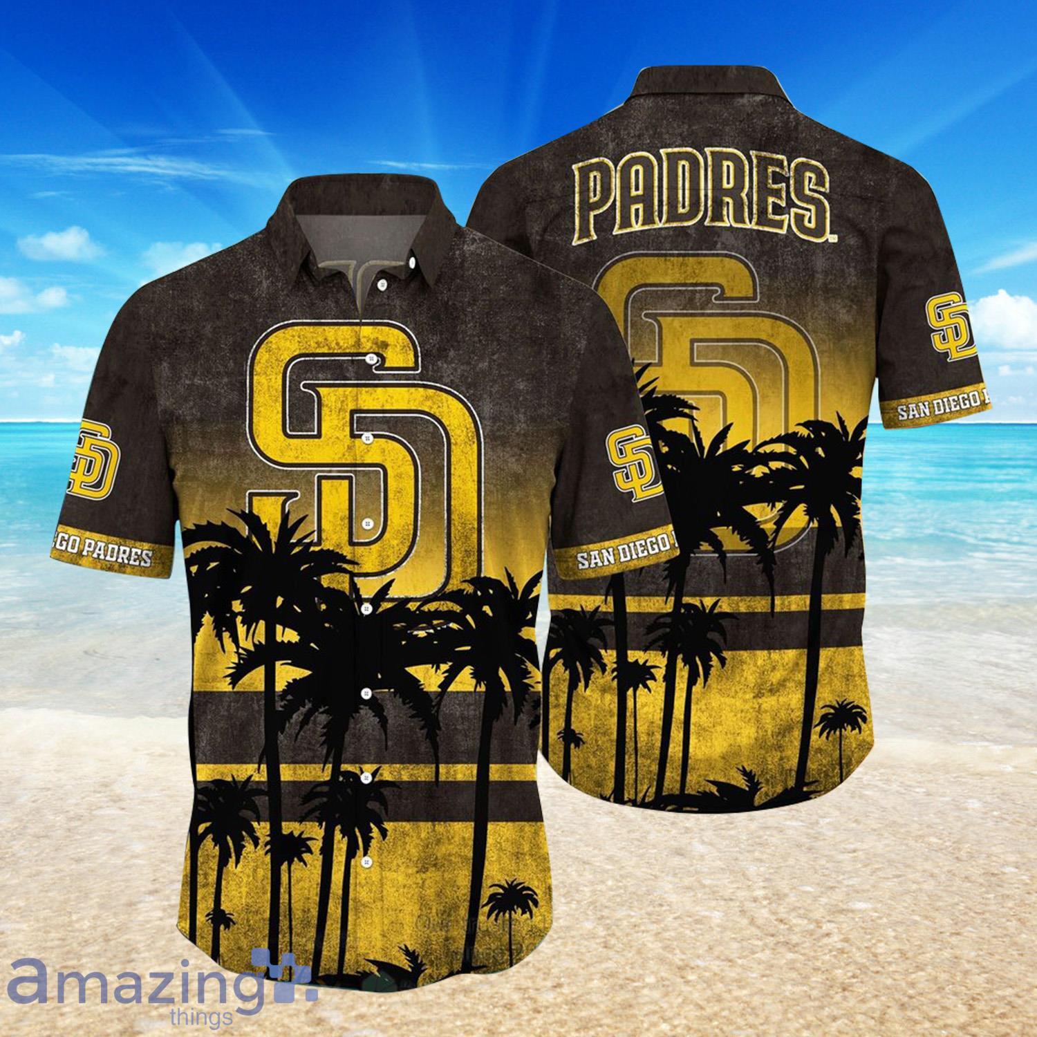 MLB San Diego Padres Palm Trees Grunge Texture Design Print Hawaiian Shirt