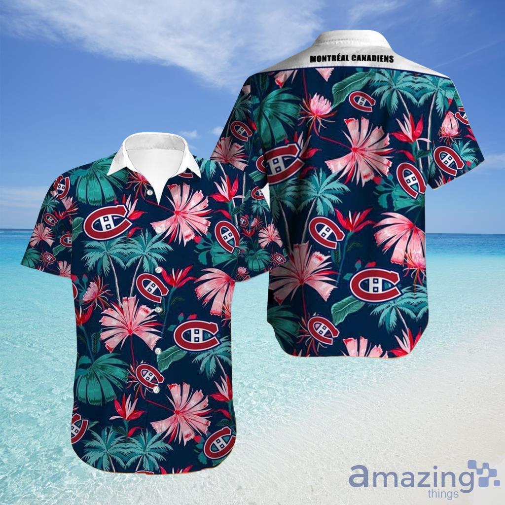 Montreal Canadiens Hawaiian Shirt Tropical Flowers  For Fans - Montreal Canadiens Hawaiian Shirt Tropical Flowers  For Fans