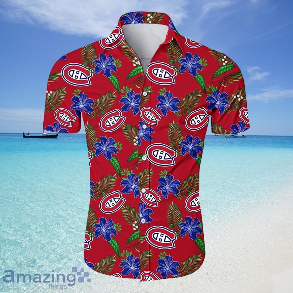 Montreal Canadiens  NHL Hawaiian Shirt Tropical Flower For Fans - Montreal Canadiens  NHL Hawaiian Shirt Tropical Flower For Fans
