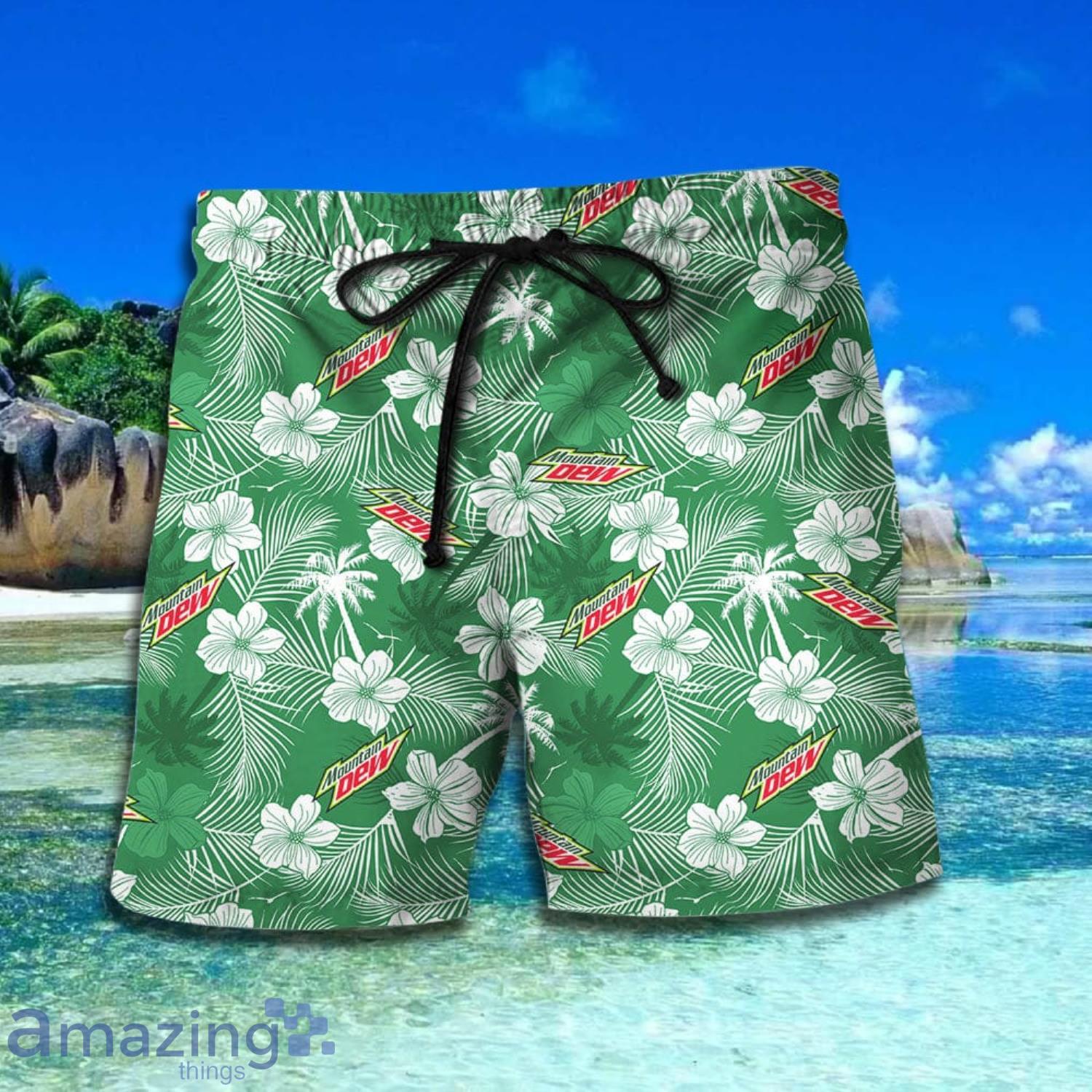 Mountain Dew White Floral Green Short Sleeve Hawaiian Shirt And Short image Mountain Dew White Floral Green Short Sleeve Hawaiian Shirt And Short Product Photo 4