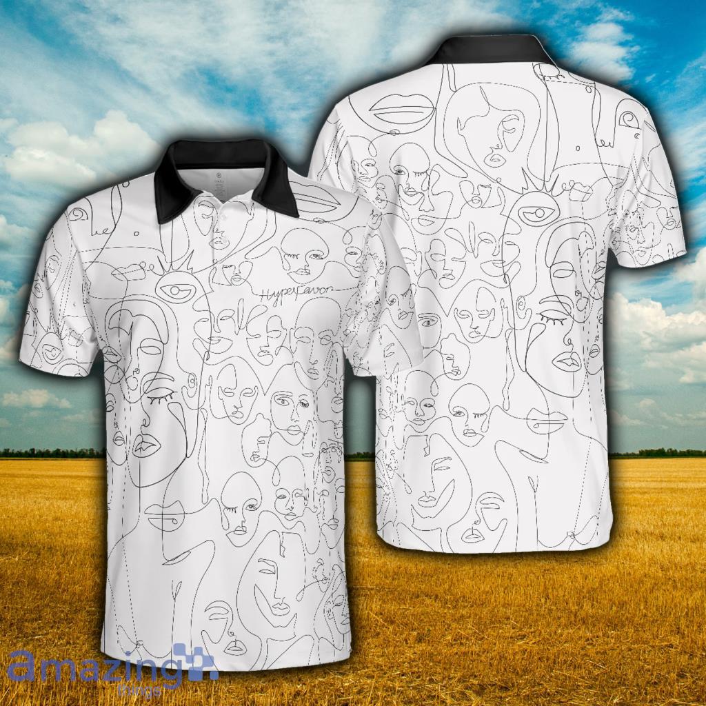 Multiple Face One Line Art White Version Polo Shirt - Multiple Face One Line Art White Version Polo Shirt
