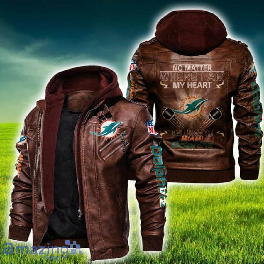 My Heart Belongs To Miami Dolphins NFL Leather Jacket Product Photo 1