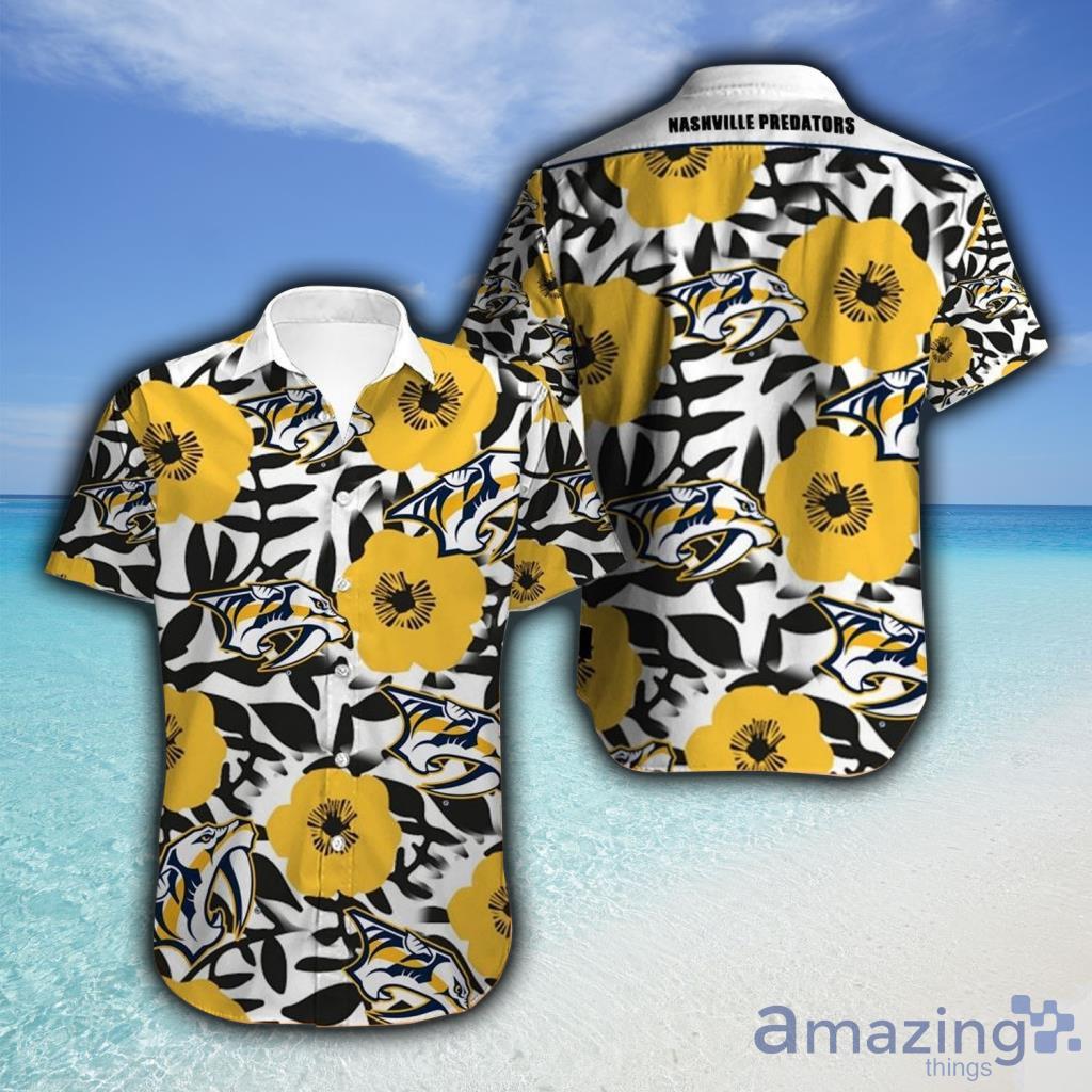 Nashville Predators Hawaiian Shirt Tropical Flowers For Fans - Nashville Predators Hawaiian Shirt Tropical Flowers For Fans