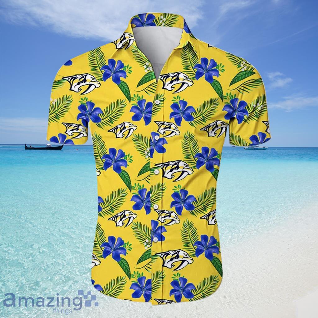 Nashville Predators NHL Hawaiian Shirt Tropical Flower For Fans - Nashville Predators NHL Hawaiian Shirt Tropical Flower For Fans