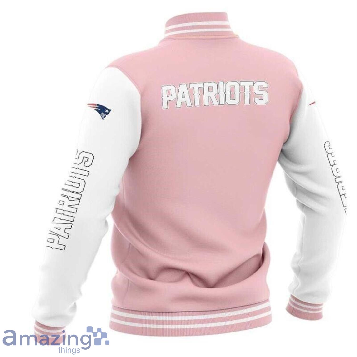 New England Patriots NFL Full Print Light Pink Baseball Jacket Product Photo 1