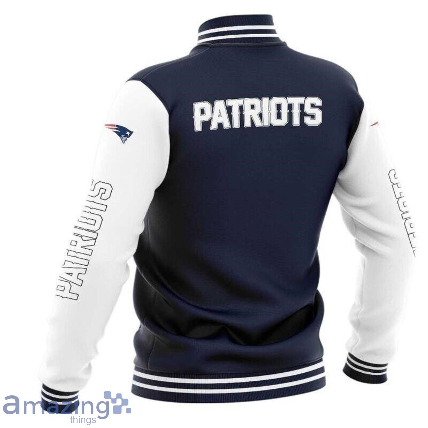 New England Patriots NFL Full Print Navy Baseball Jacket Product Photo 1
