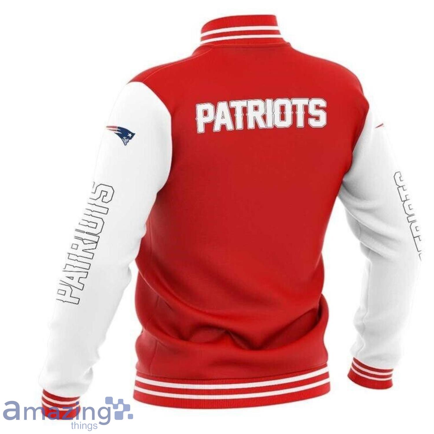 New England Patriots NFL Full Print Red Baseball Jacket Product Photo 1