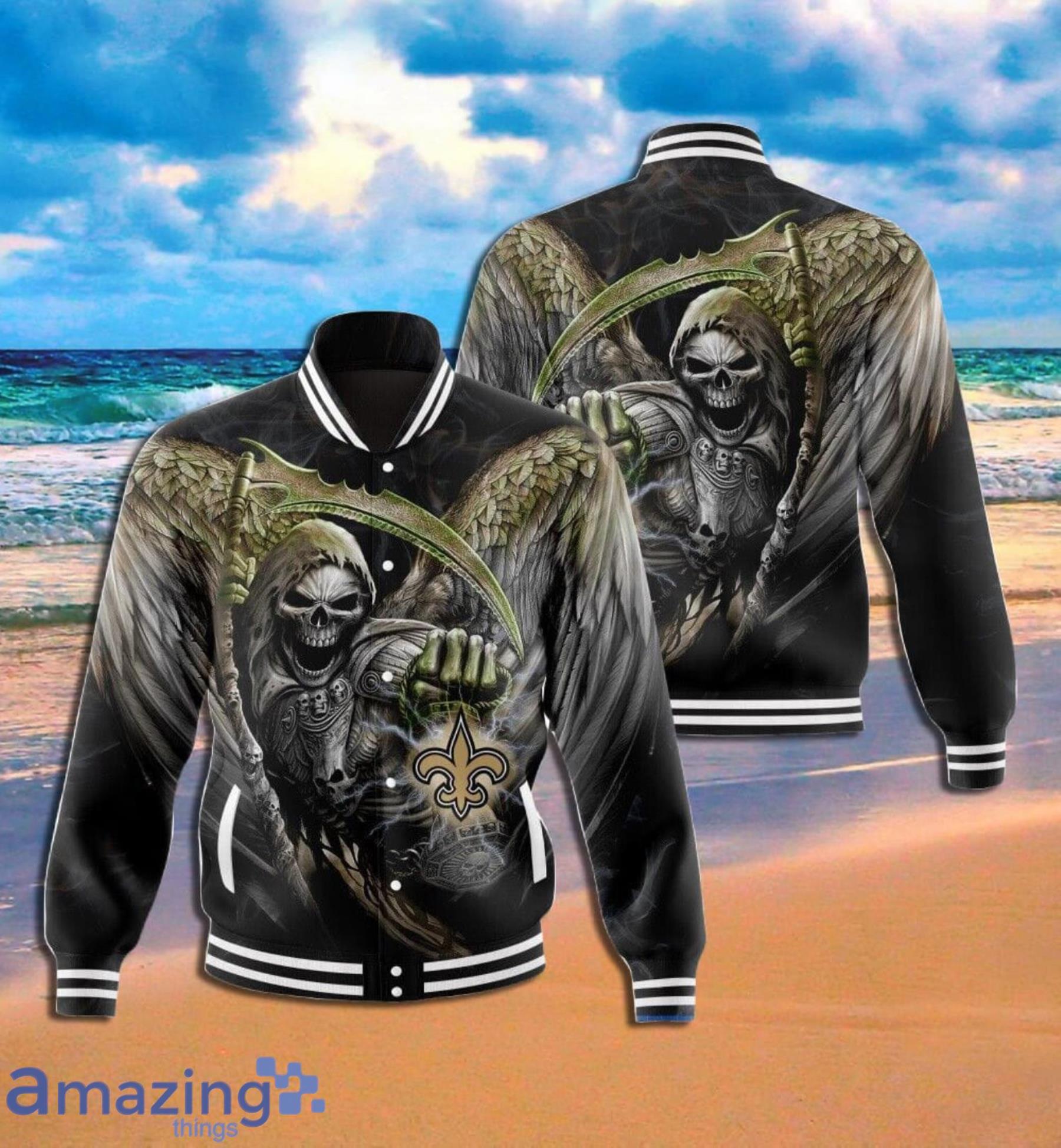 New Orleans Saints Death Full Print Baseball Jacket Gift For Fans Product Photo 1