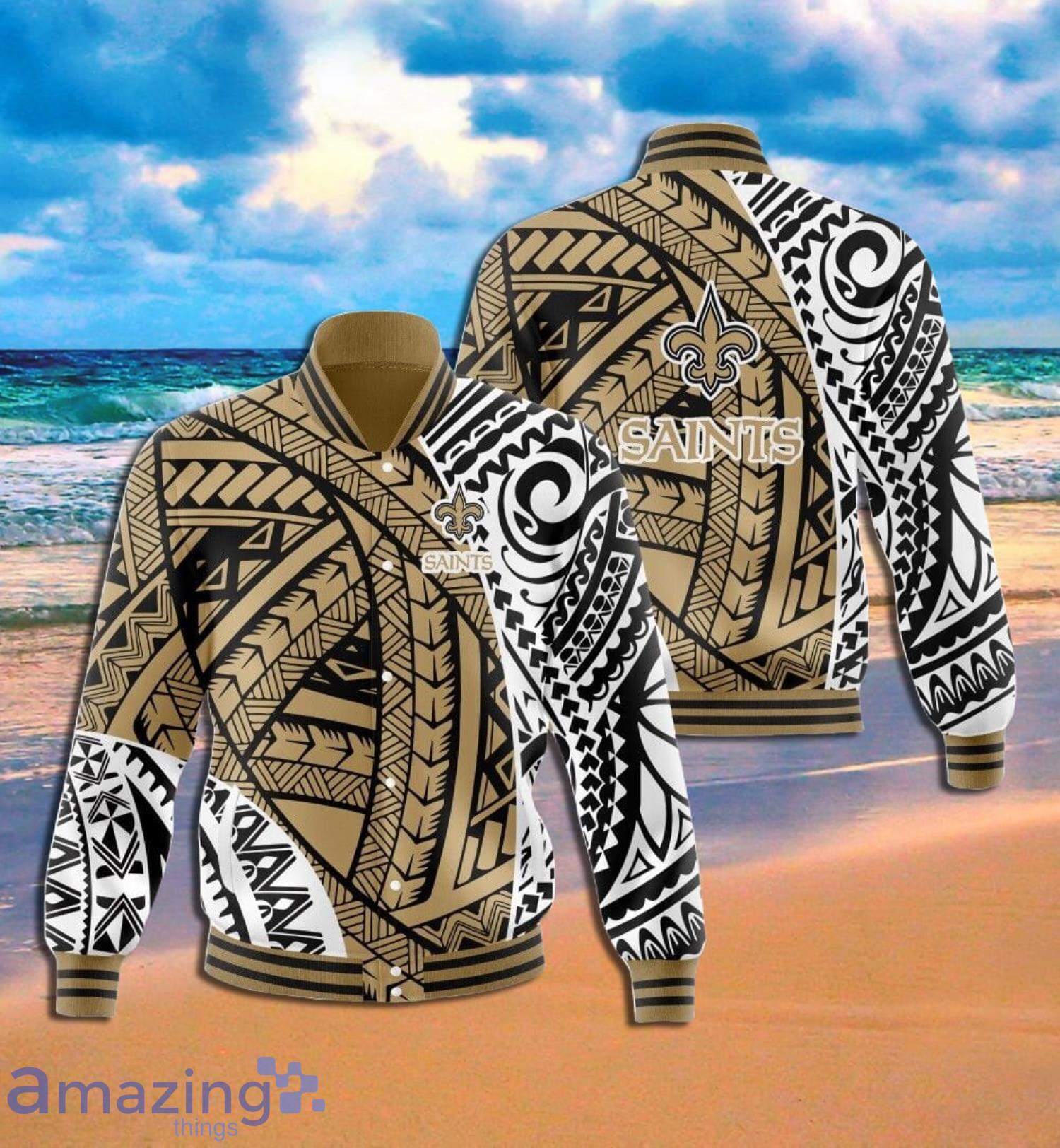 New Orleans Saints Polynesian Pattern Full Print Baseball Jacket Product Photo 1
