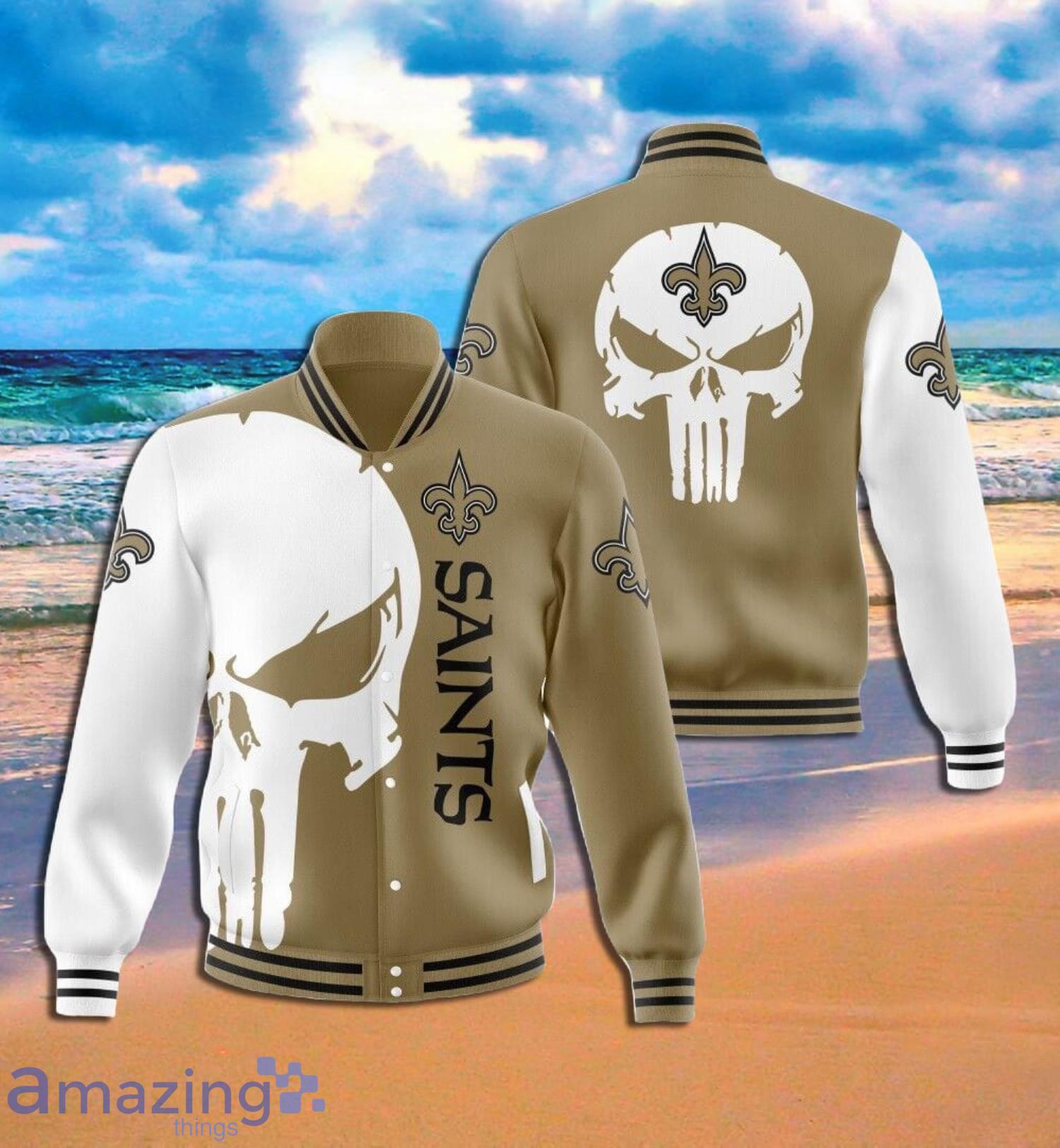 New Orleans Saints Skull Full Print Baseball Jacket Product Photo 1