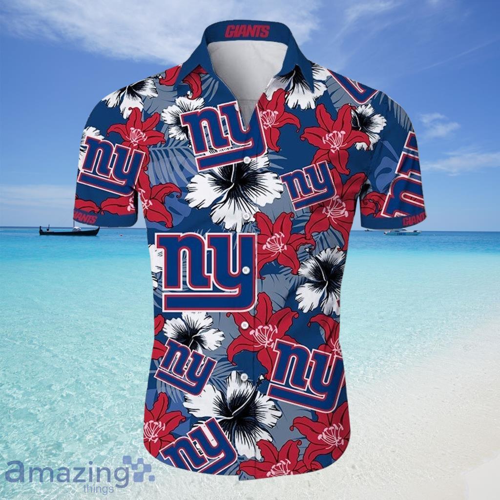 New York Giants Hawaiian Shirt Tropical Flower  For Fans - New York Giants Hawaiian Shirt Tropical Flower  For Fans