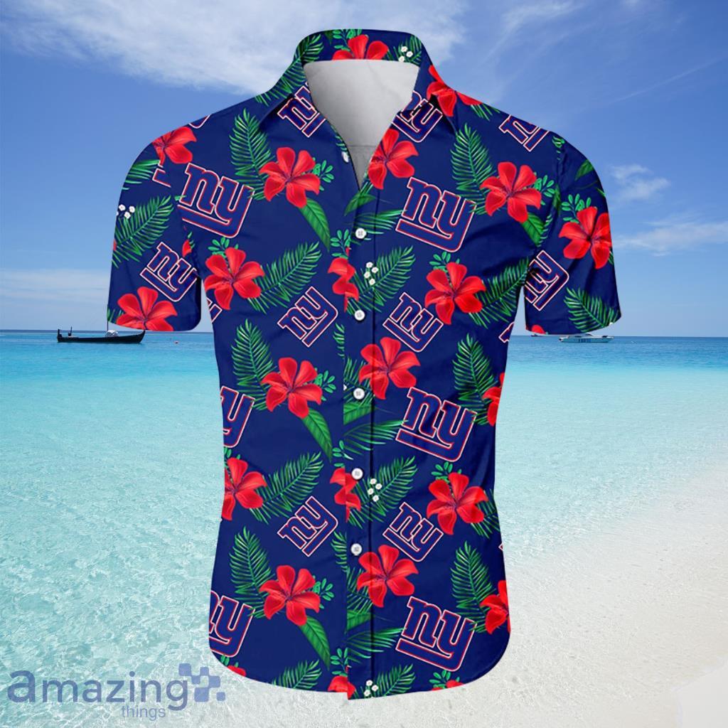 New York Giants  NFL Hawaiian Shirt Tropical Flower For Fans - New York Giants  NFL Hawaiian Shirt Tropical Flower For Fans