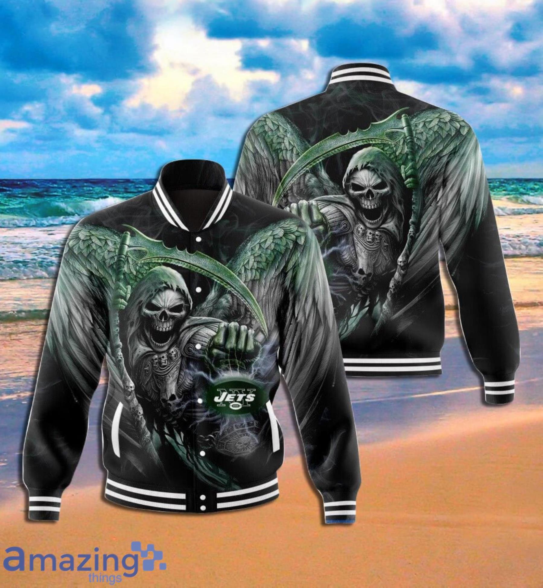 New York Jets Death Full Print Baseball Jacket Gift For Fans Product Photo 1