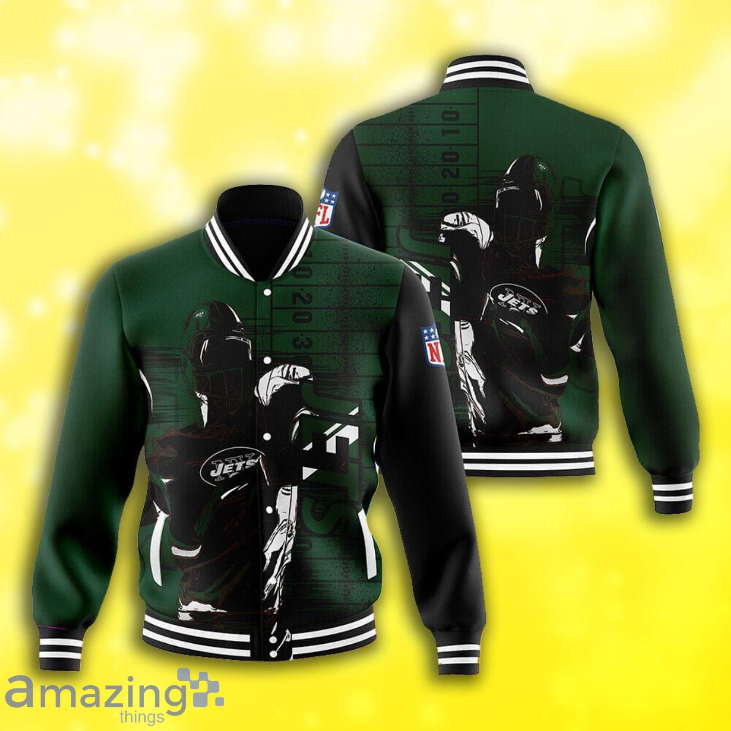 New York Jets Player Art All Over Print Baseball Jacket Product Photo 1
