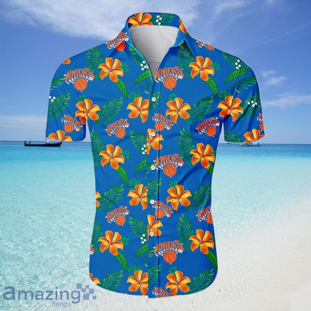New York Knicks  NBA Hawaiian Shirt Tropical Flower For Fans - New York Knicks  NBA Hawaiian Shirt Tropical Flower For Fans