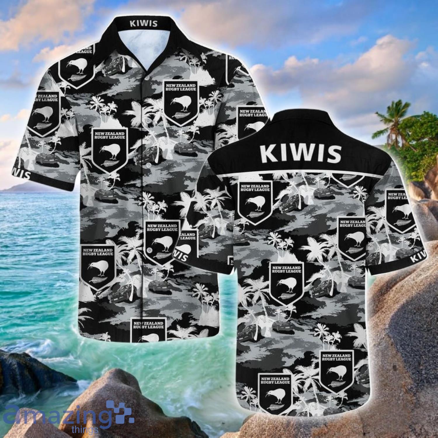 New Zealand National Rugby Island And Plam Trees Hawaiians Shirt Product Photo 1 New Zealand National Rugby Island And Plam Trees Hawaiians Shirt Product Photo 1