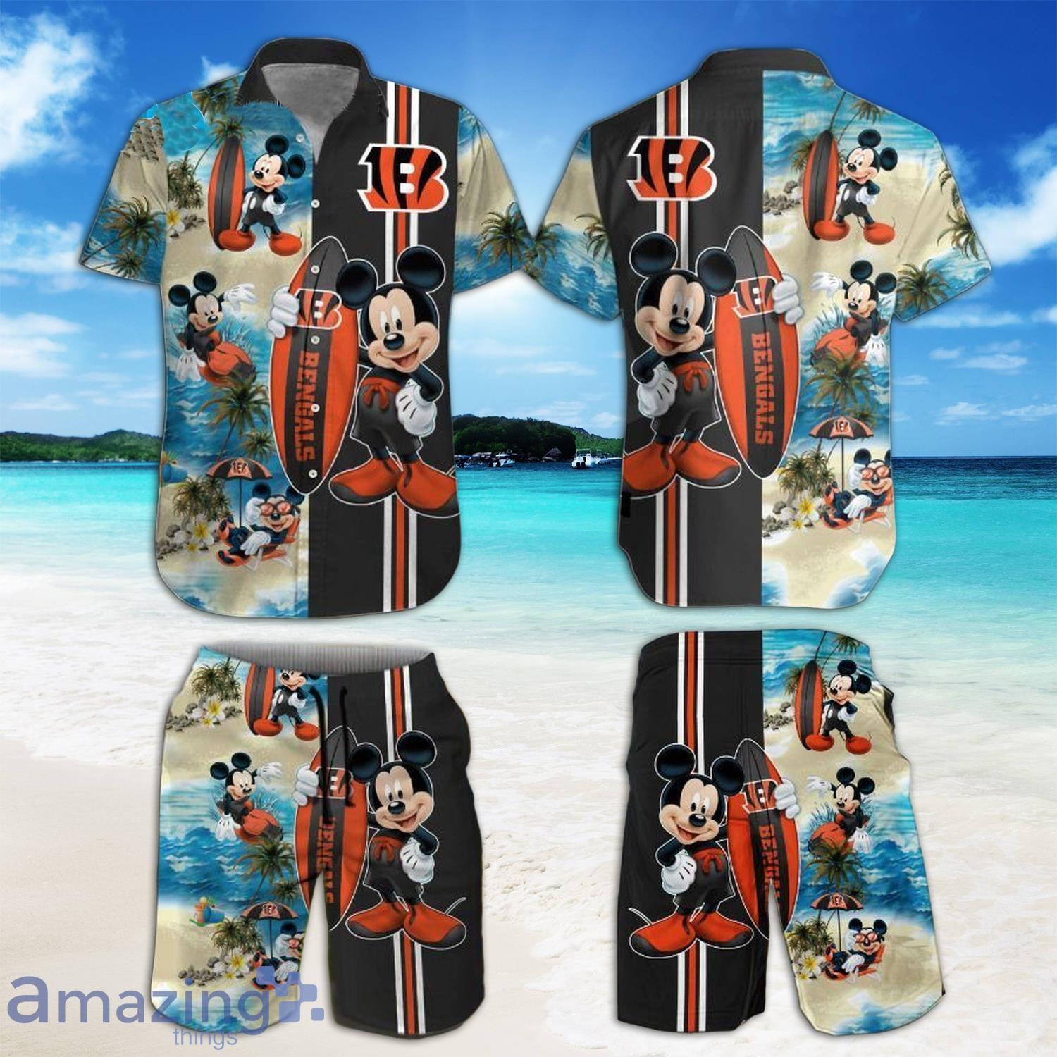 NFL Cincinnati Bengals Mickey Mouse Surfing Hawaiian Shirt And  Short-PhotoRoom