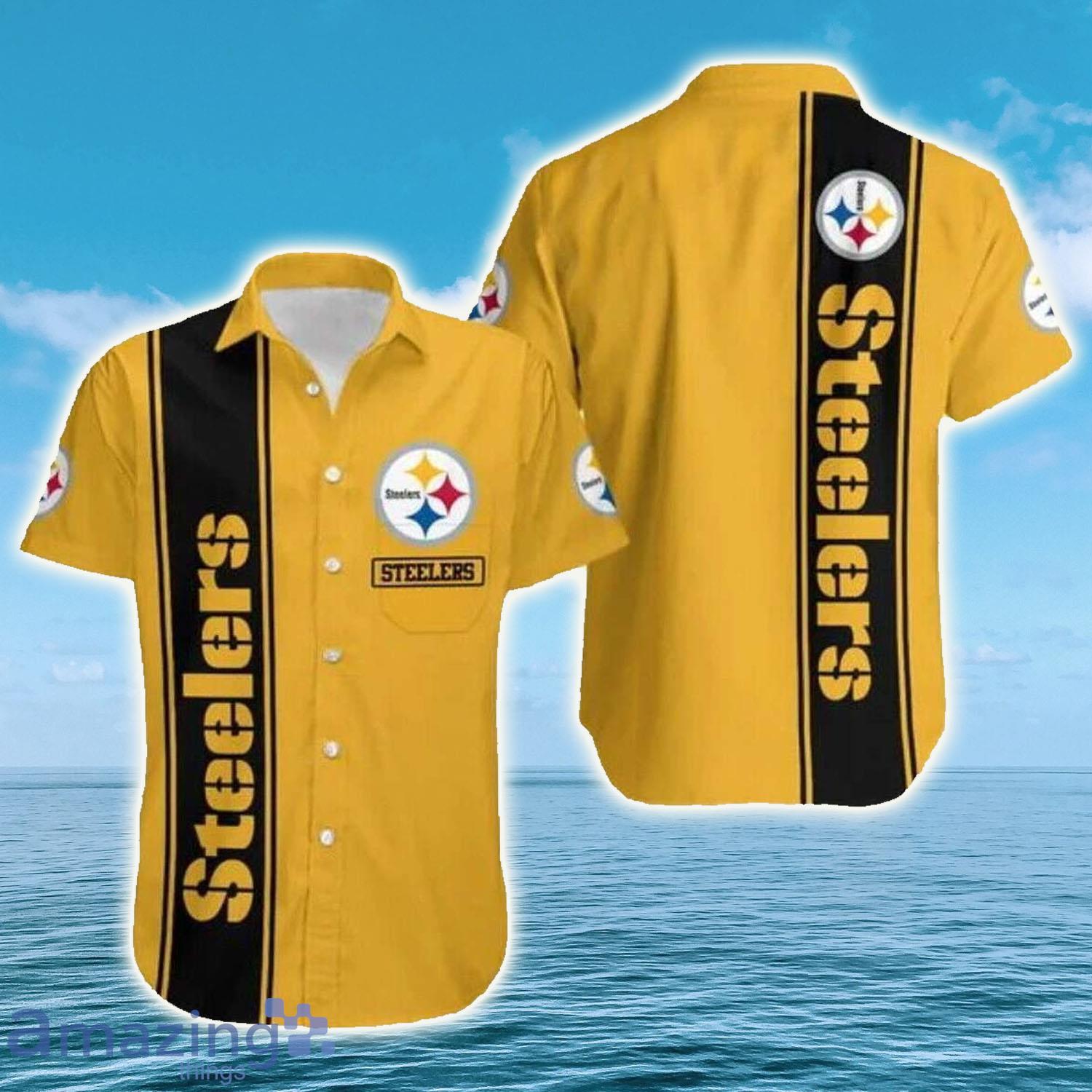 NFL Pittsburgh Steelers Logo Yellow And Black Steelers Hawaiian Shirt - NFL Pittsburgh Steelers Logo Yellow And Black Steelers Hawaiian Shirt