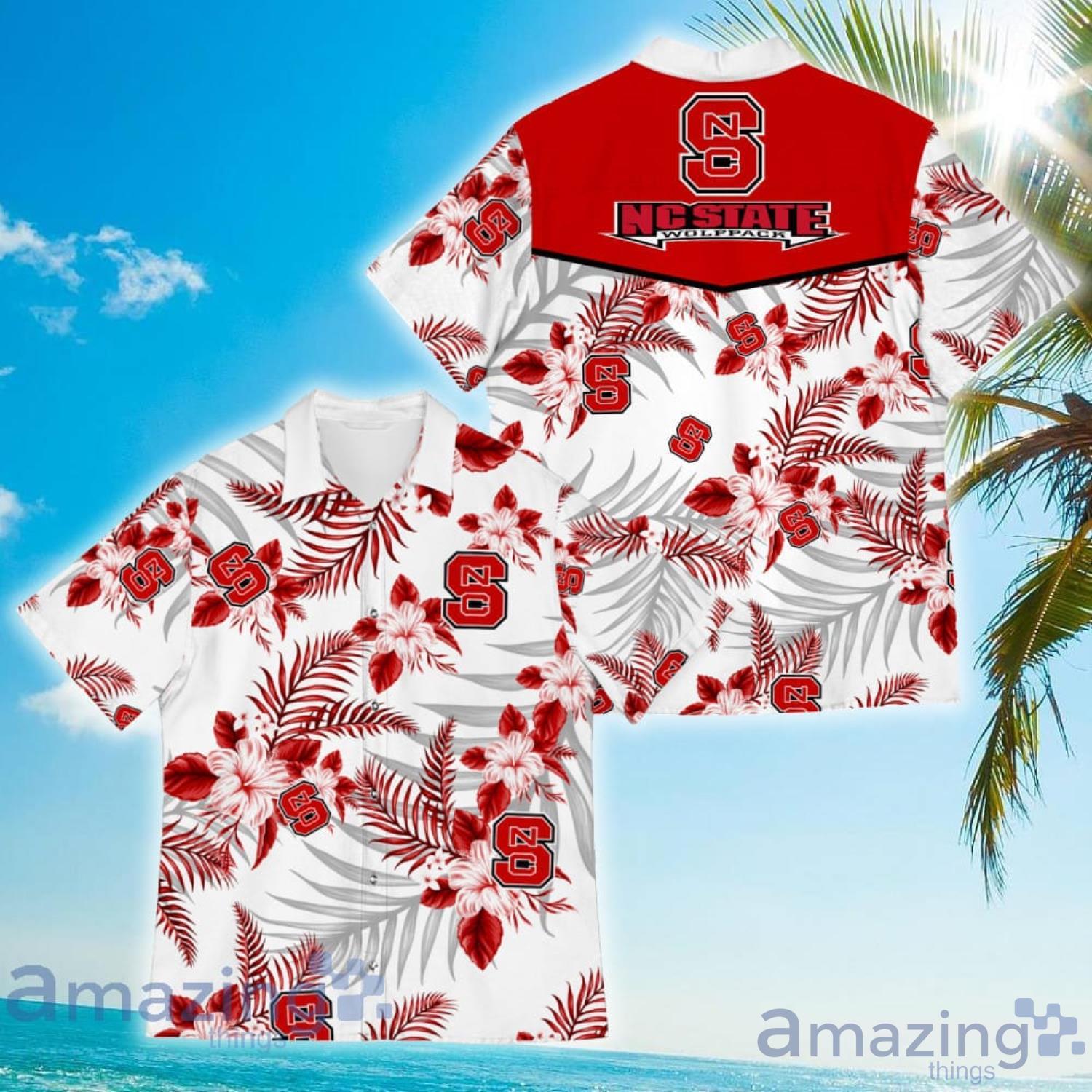 North Carolina State Wolfpack Sports American Tropical Flower Patterns Hawaiian Shirt Product Photo 1
