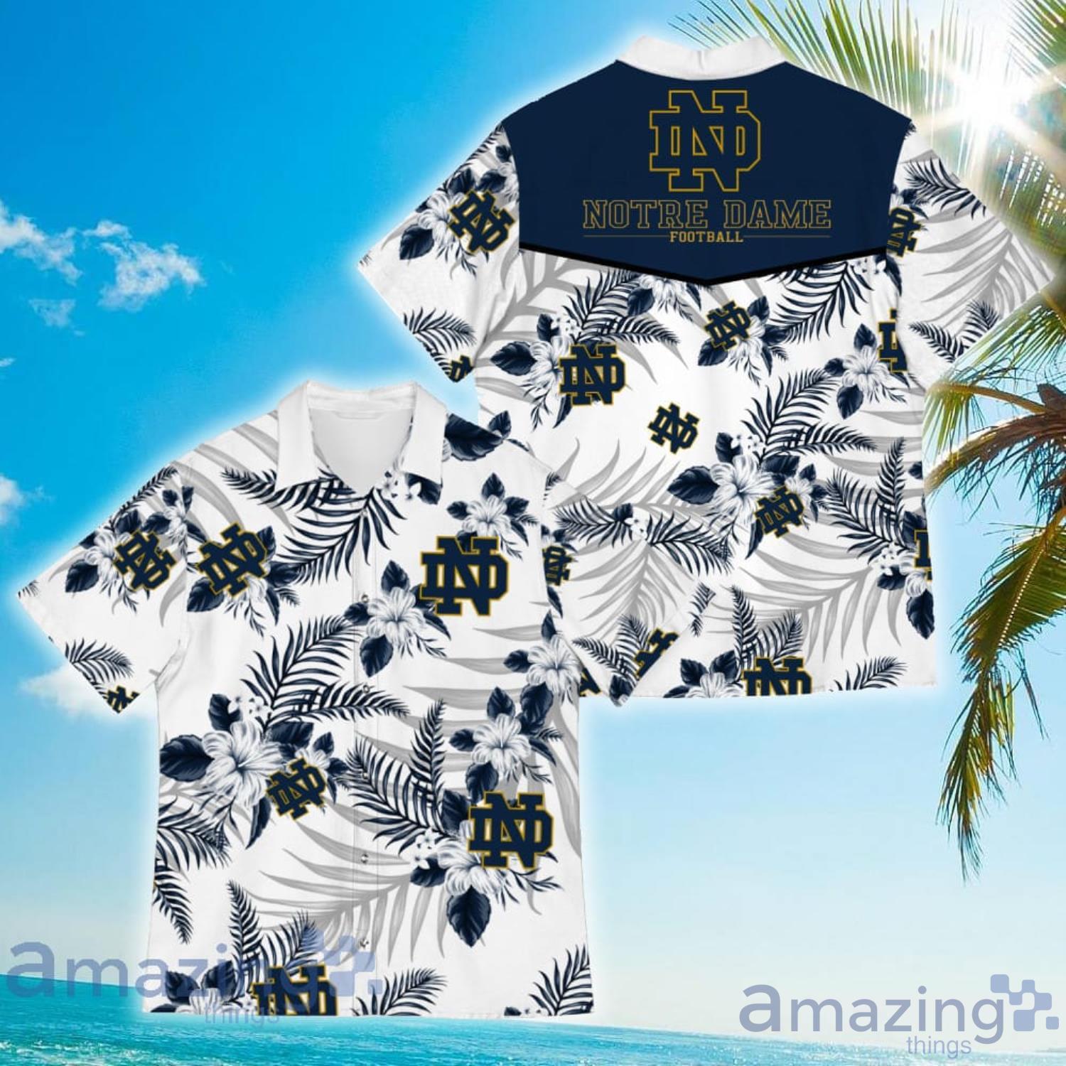 Notre Dame Fighting Irish Sports American Tropical Flower Patterns Hawaiian Shirt Product Photo 1