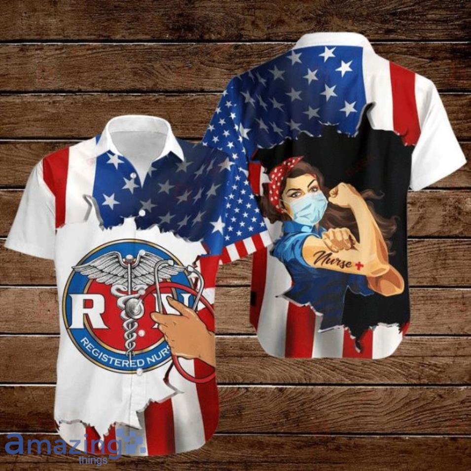 Nurse American Flag 4th Of July Independence Day Short Sleeves Hawaiian Shirt Product Photo 1