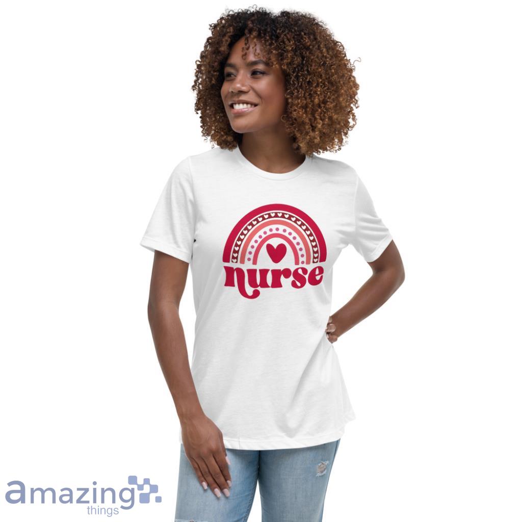 Nurse Valentine Rainbow Valentine Day's Coupe Shirt image Nurse Valentine Rainbow Valentine Days Coupe Shirt - Womens Relaxed Short Sleeve Jersey Tee