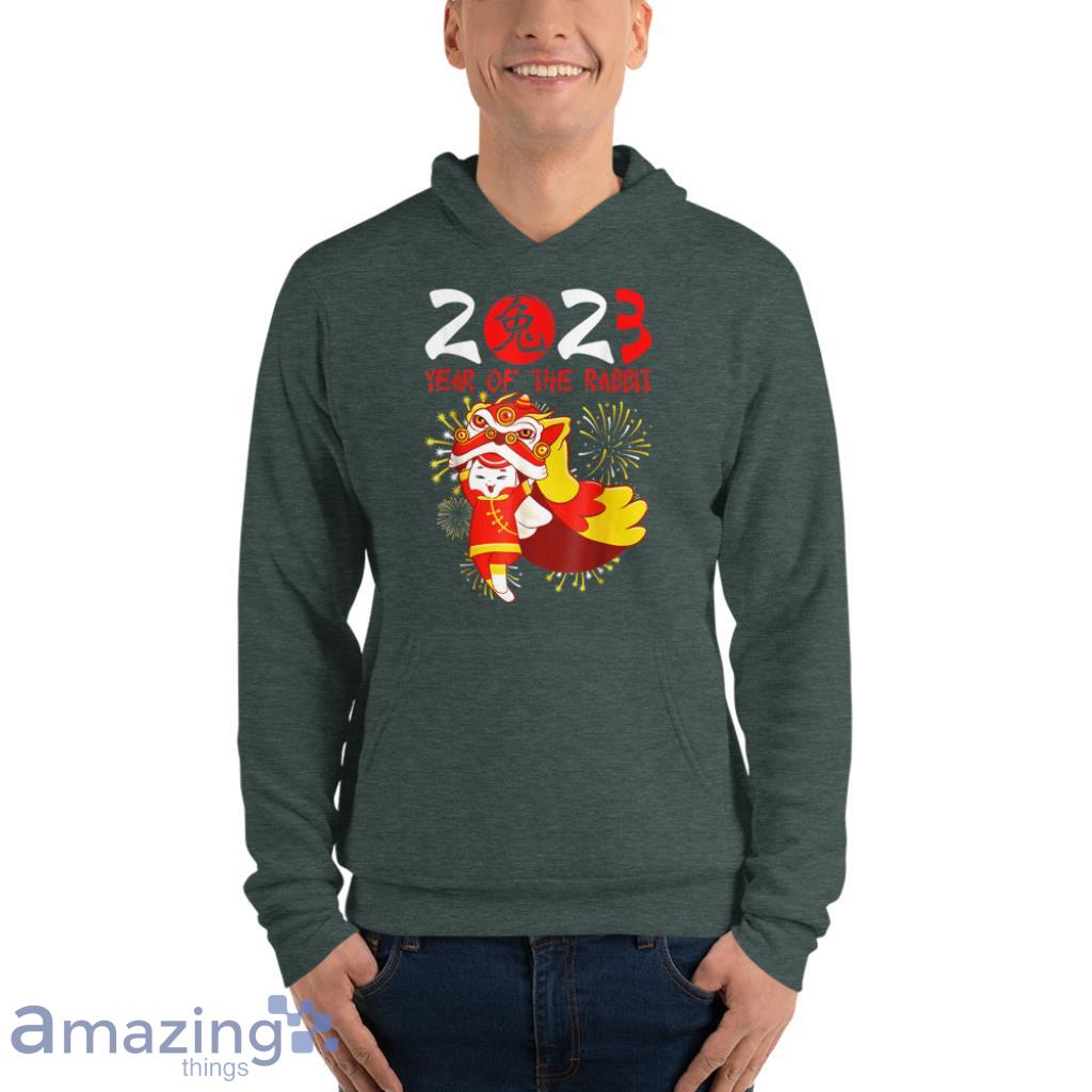 Of The Rabbit Happy Chinese New Year 2023 T Shirt image Of The Rabbit Happy Chinese New Year 2023 T-Shirt - Unisex Fleece Pullover Hoodie-1