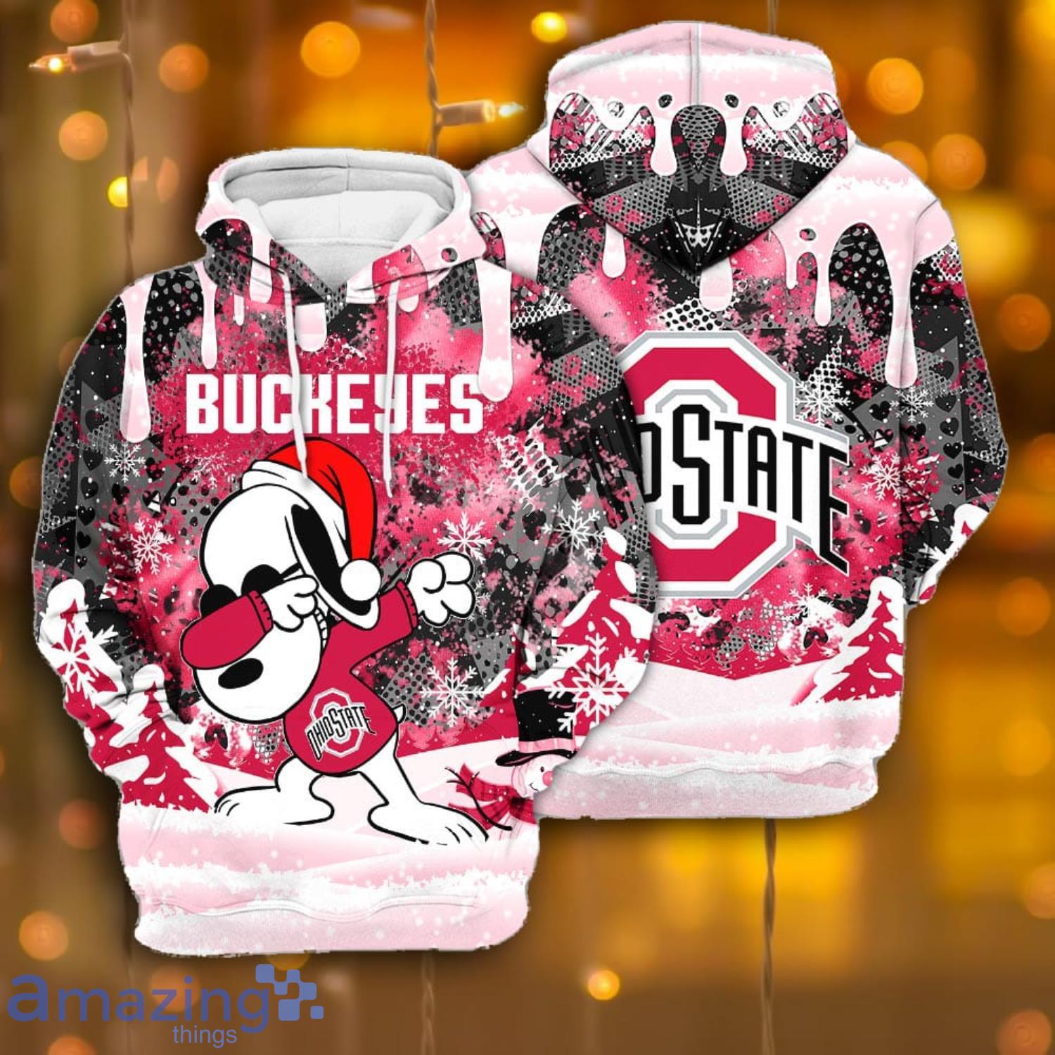 Ohio State Buckeyes Snoopy Dabbing The Peanuts Sports Football American Christmas All Over Print 3D Hoodie Product Photo 1