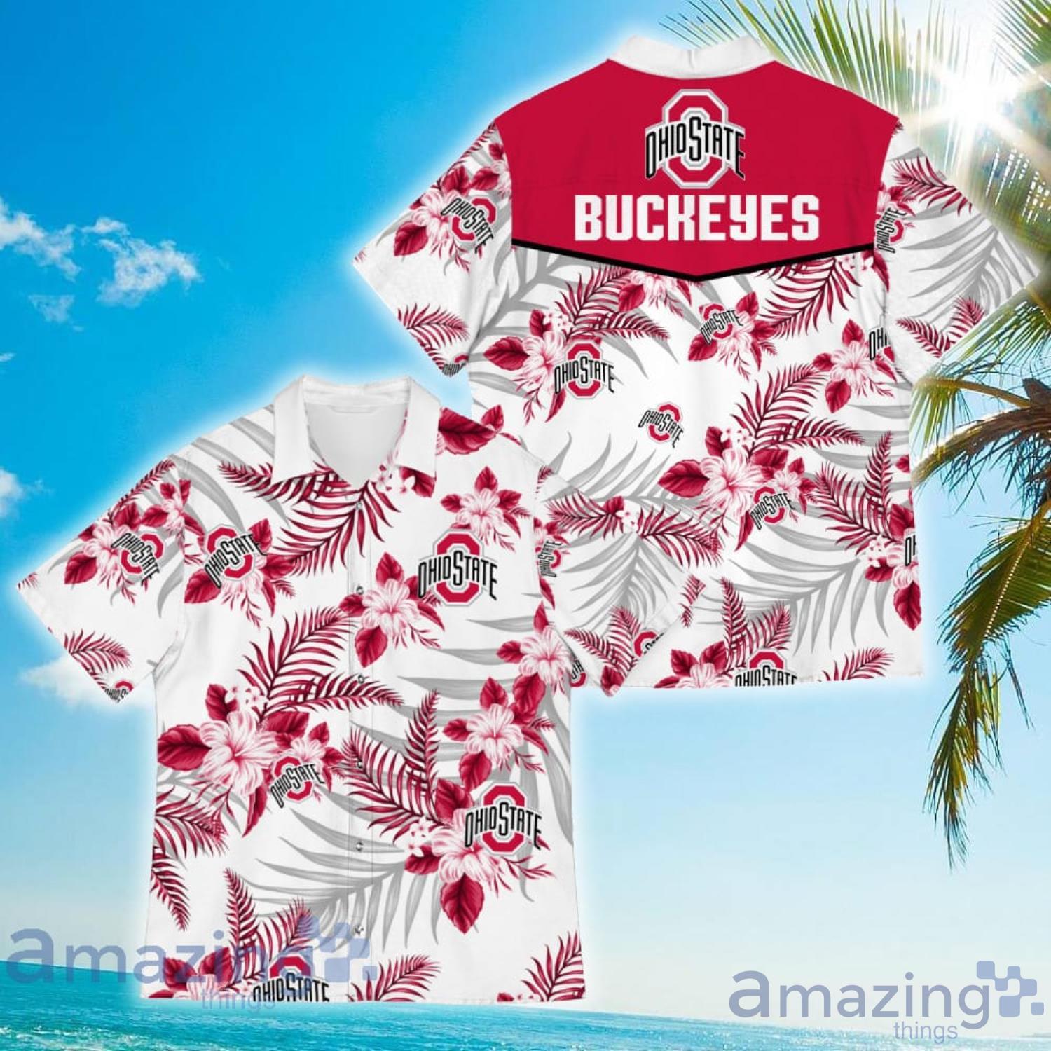 Ohio State Buckeyes Sports American Tropical Flower Patterns Hawaiian Shirt Product Photo 1